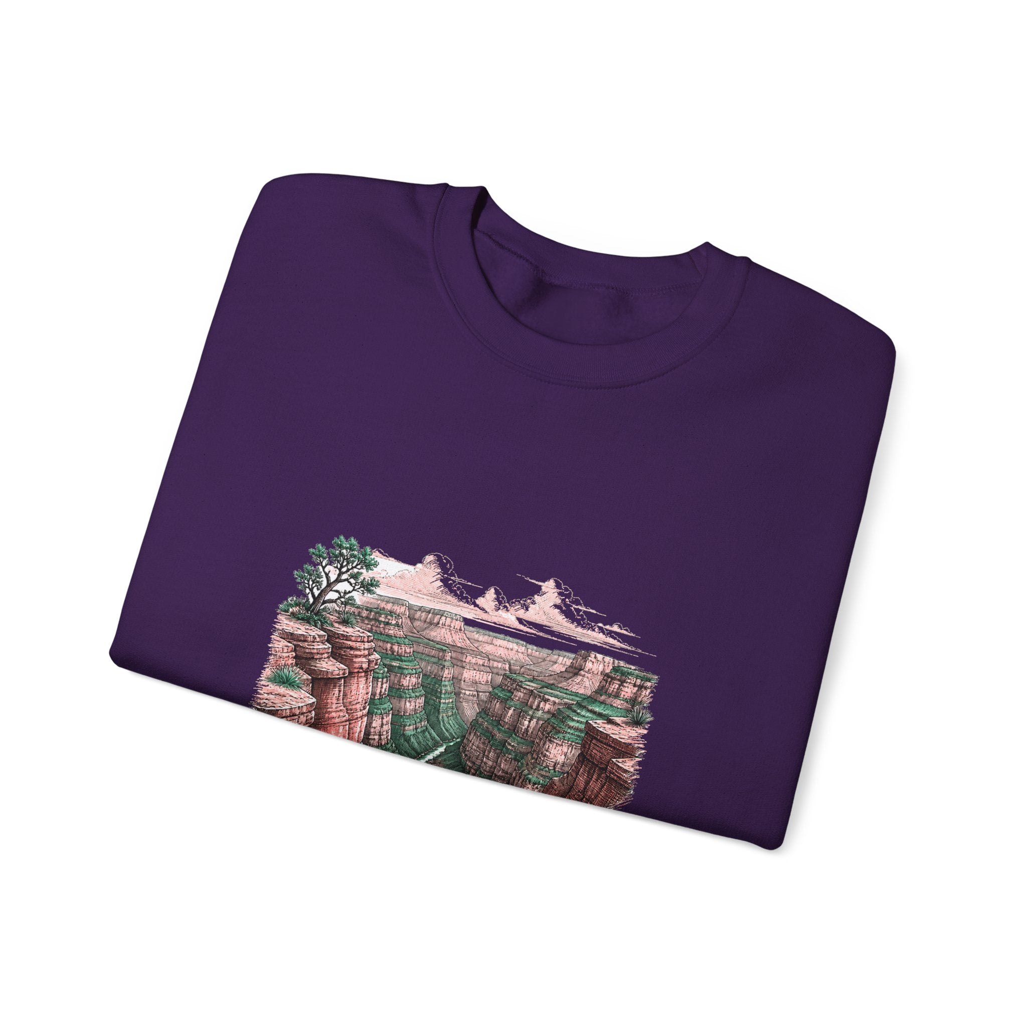 Matching Couple Sweatshirt - Lavender Fields & Canyon Matching Couple Comfort Colors Crew Hand-Drawn Art His Hers Anniversary Gift - Design B