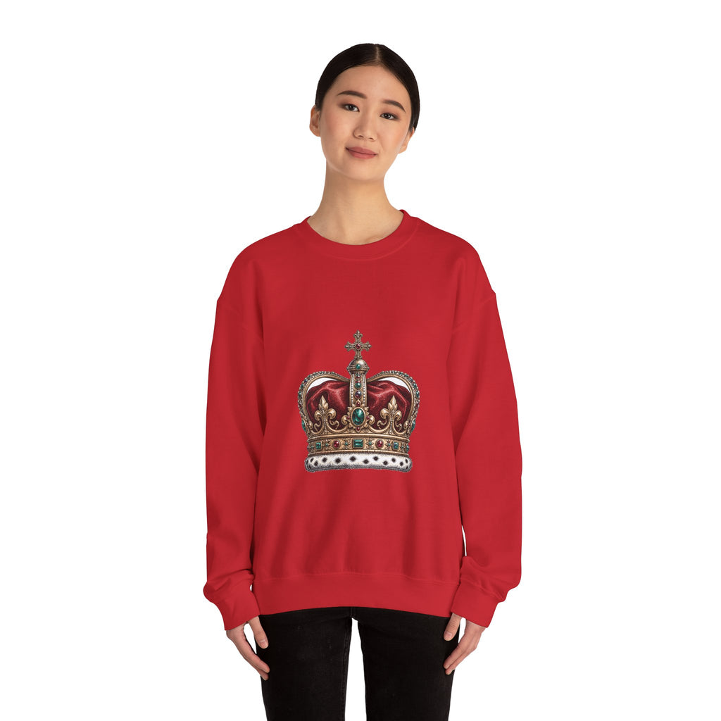 Matching Couple Sweatshirt - Crown & Shield Matching Couple Crewneck Sweatshirt Hand-Drawn Art His Hers Best Friend Gift - Design A