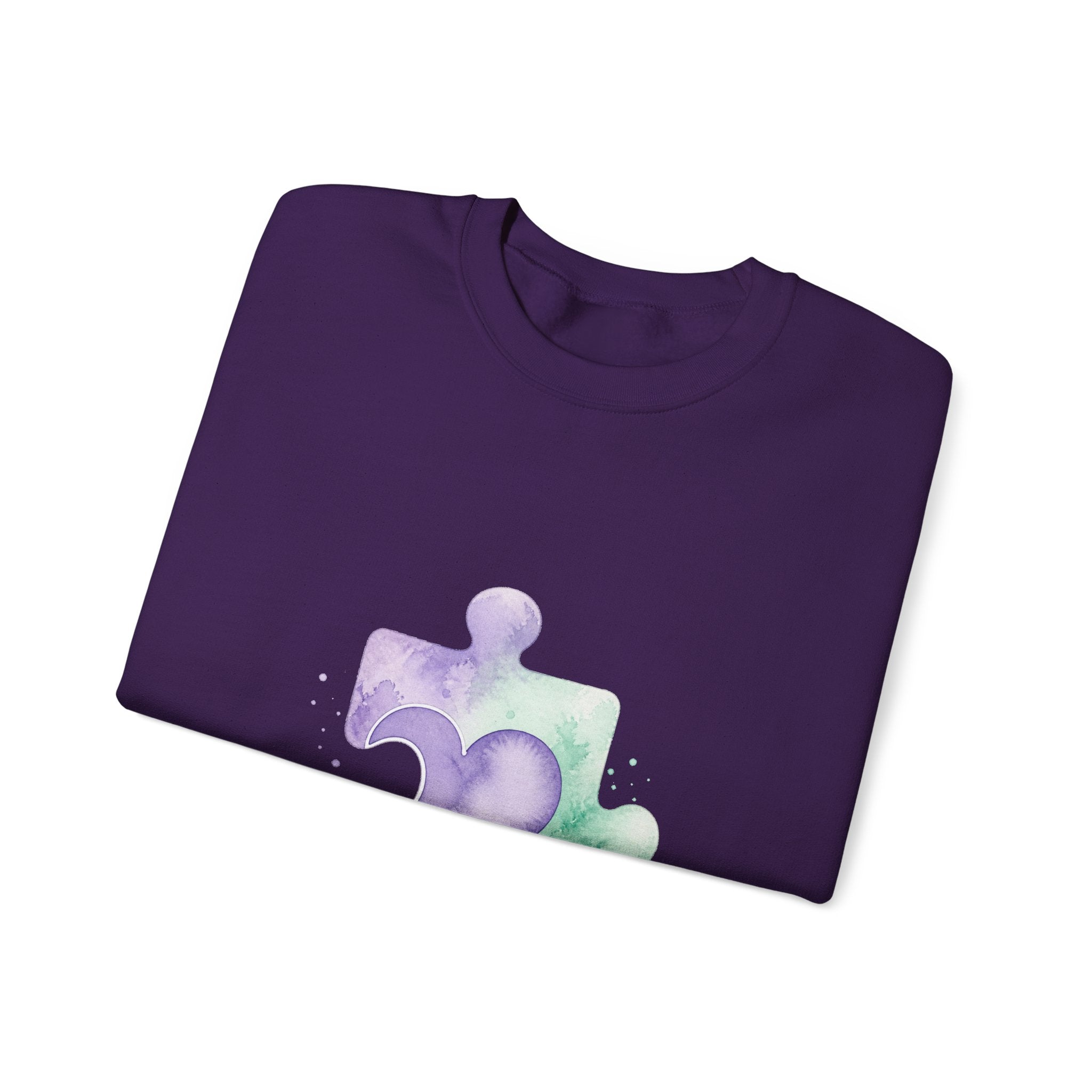 Matching Couple Sweatshirt - Puzzle Pieces Matching Couple Comfort Colors Crew Watercolor Art His Hers Birthday Gift - Design B