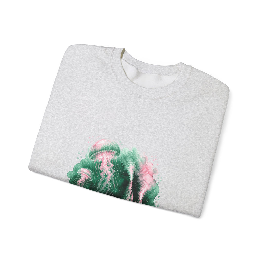 Matching Couple Sweatshirt - Coral Reef & Deep Sea Matching Couple Crewneck Sweatshirt Watercolor Art His Hers Engagement Gift - Design B