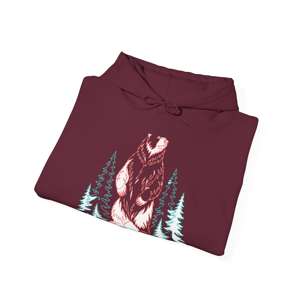Matching Couple Sweatshirt - Bear & Deer Matching Couple Hooded Sweatshirt Minimalist Art His Hers Valentine Gift - Design A