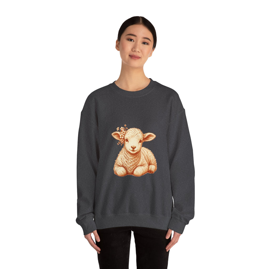 Matching Couple Sweatshirt - Lion & Lamb Matching Couple Comfort Colors Crew Hand-Drawn Art His Hers Anniversary Gift - Design B