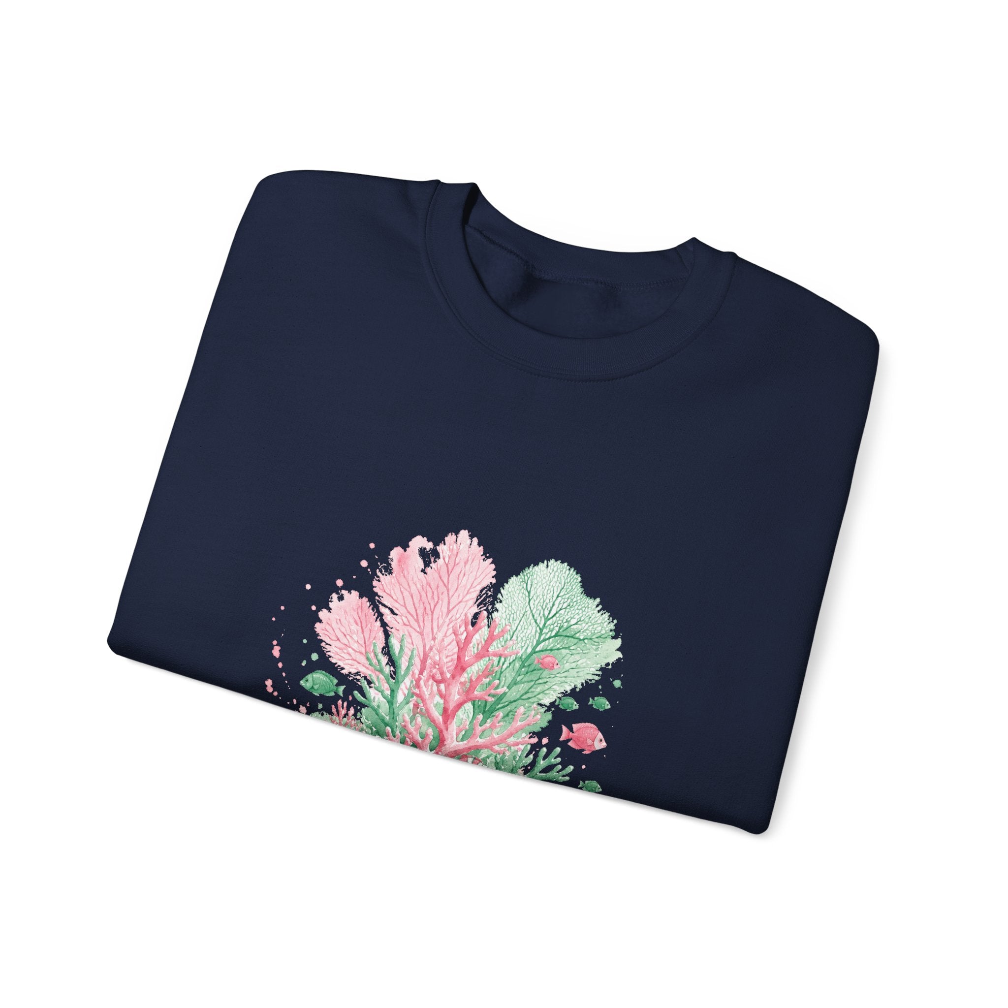 Matching Couple Sweatshirt - Coral Reef & Deep Sea Matching Couple Crewneck Sweatshirt Watercolor Art His Hers Engagement Gift - Design A