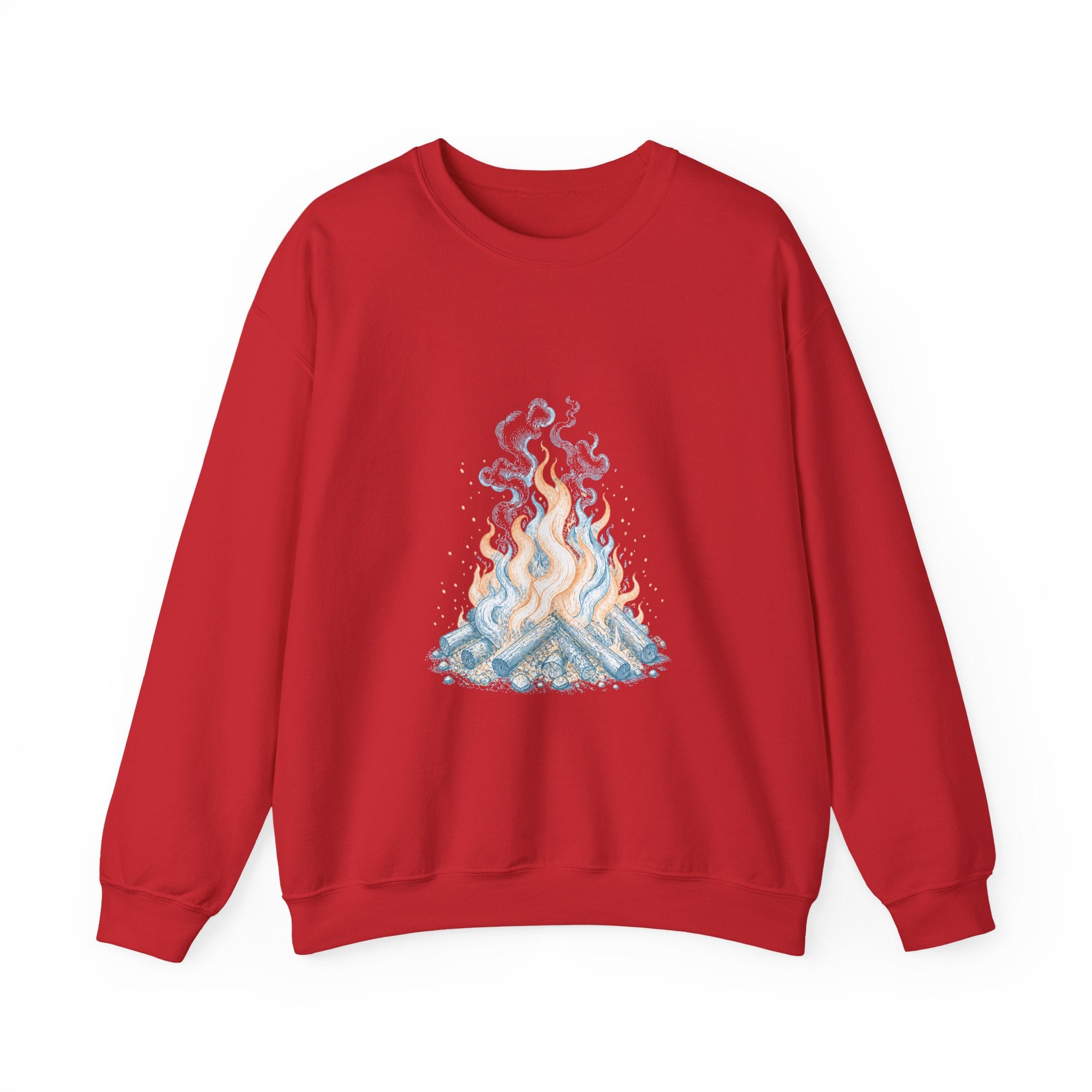 Matching Couple Sweatshirt - Wildfire & Waterfall Matching Couple Premium Fleece Sweatshirt Vintage Art His Hers Honeymoon Gift - Design A