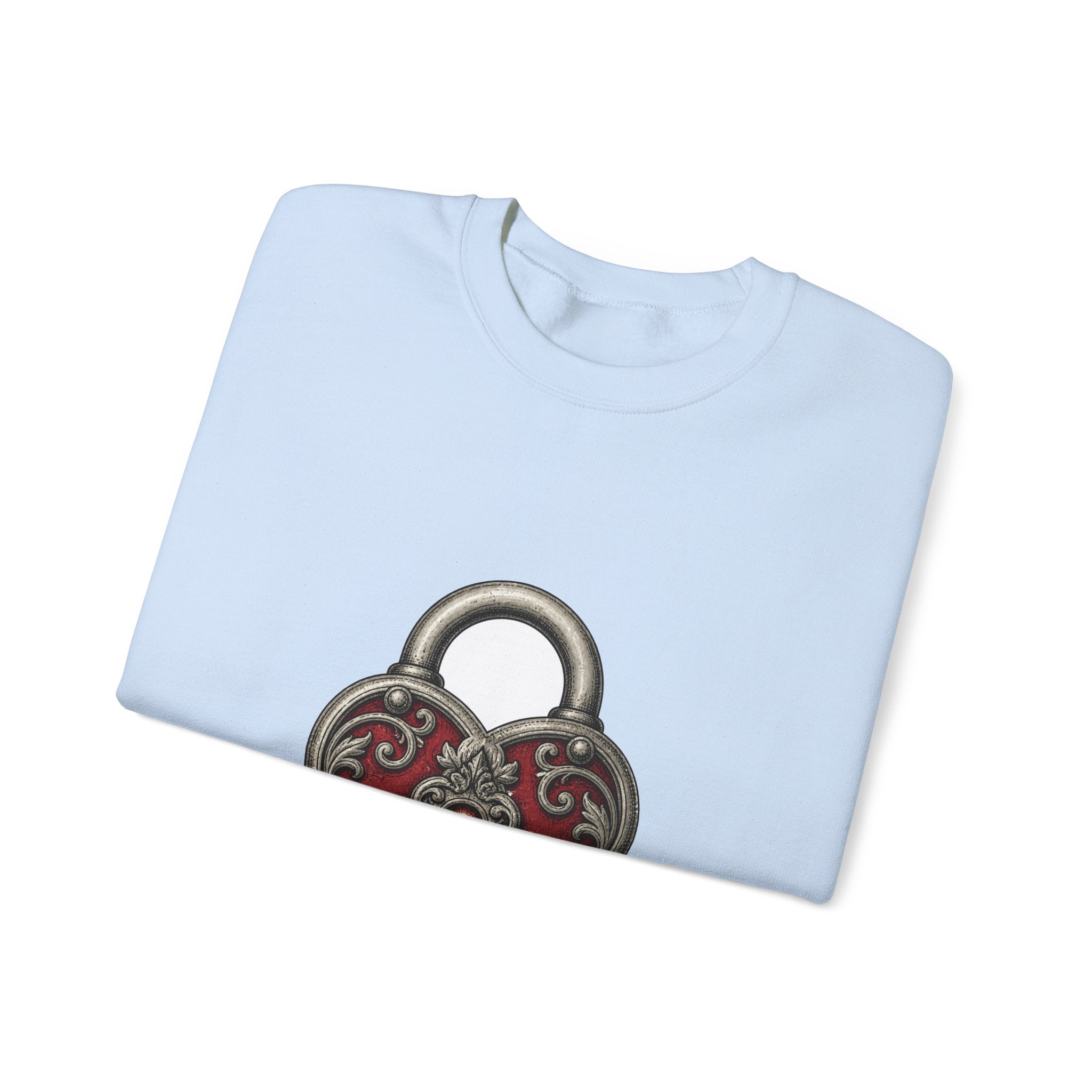 Matching Couple Sweatshirt - Key & Lock Matching Couple Comfort Colors Crew Hand-Drawn Art His Hers Anniversary Gift - Design B