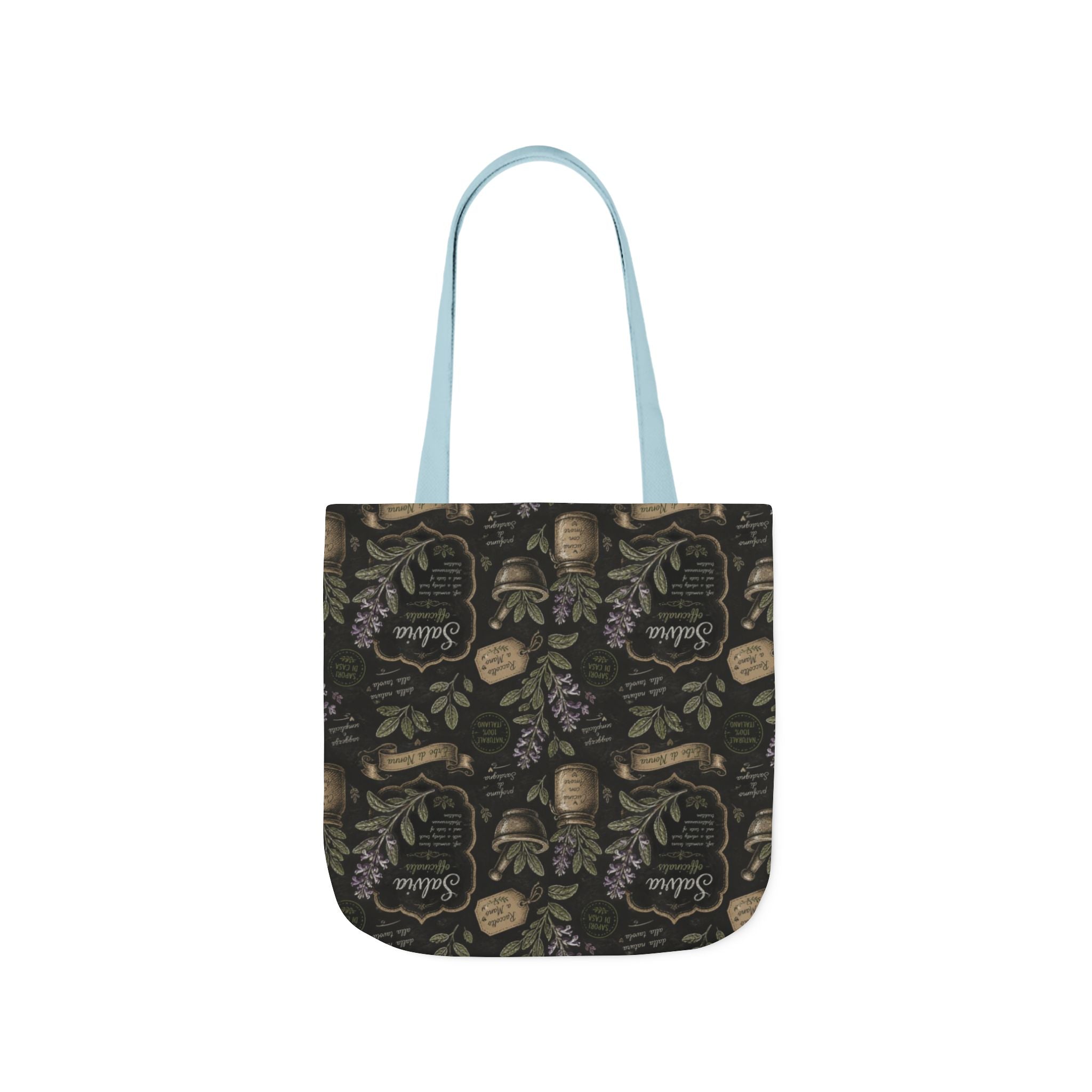 Sage Leaves Canvas Tote Bag Mediterranean Kitchen Chalk Art Design Italian Cottagecore Gift