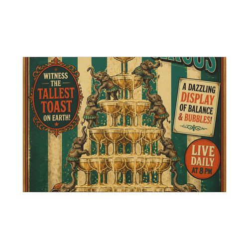 Champagne Tower Elephants Wall Art Canvas 16×20 Vintage Circus Kitchen Decor Maximalist Print