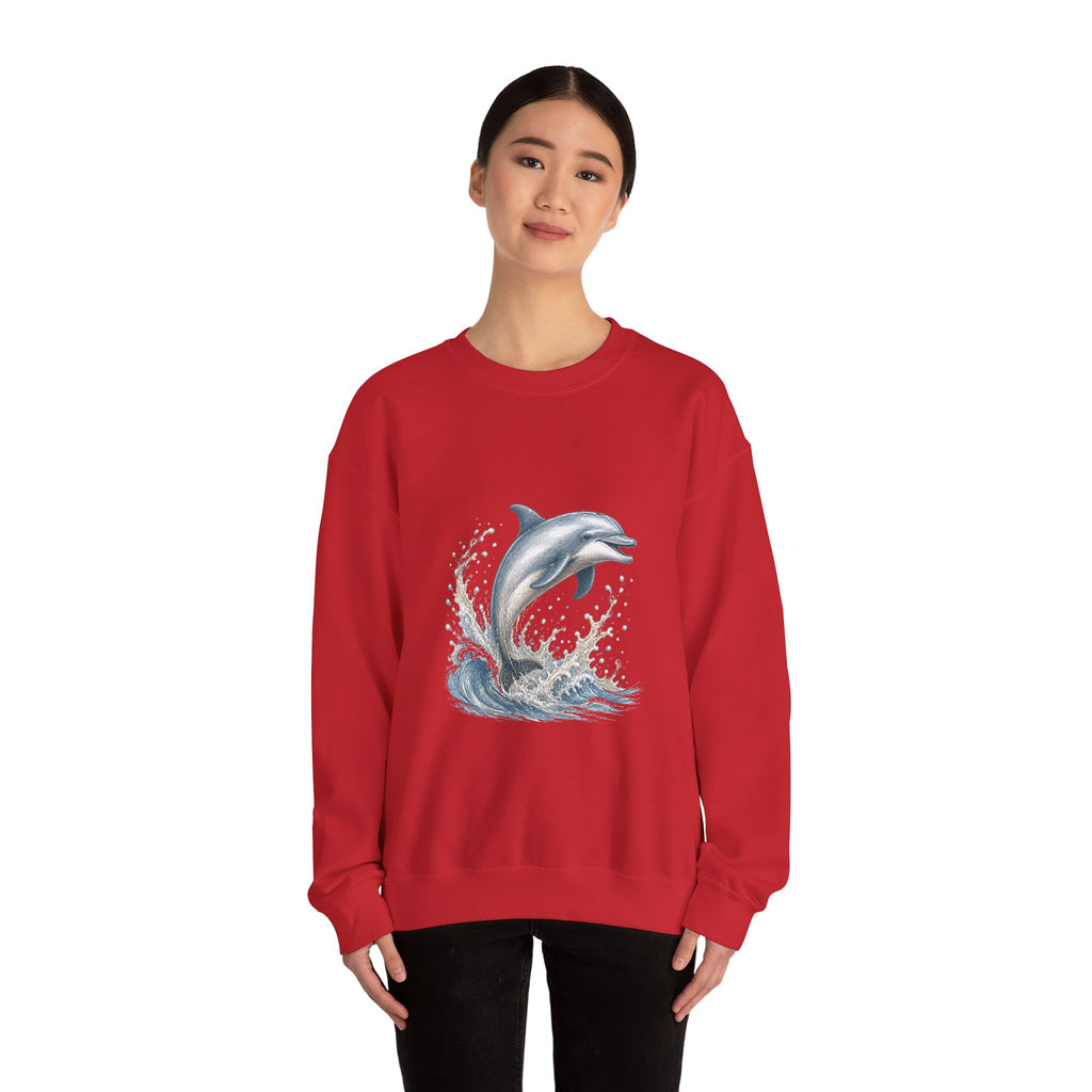 Matching Couple Sweatshirt - Shark & Dolphin Matching Couple Premium Fleece Sweatshirt Hand-Drawn Art His Hers Anniversary Gift - Design B