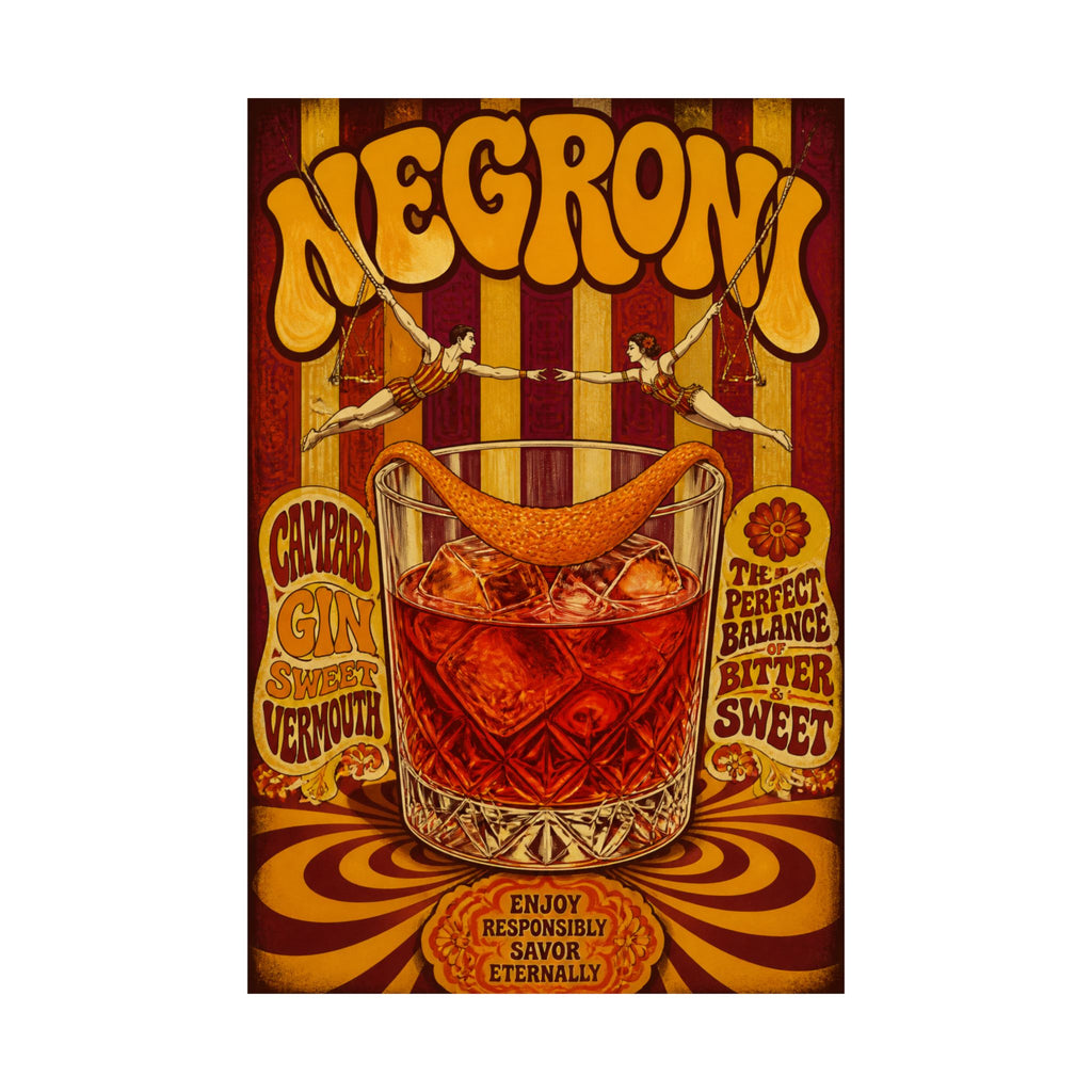 Negroni Trapeze Act Wall Art Poster 18×24 Psychedelic Cafe Decor Maximalist Print