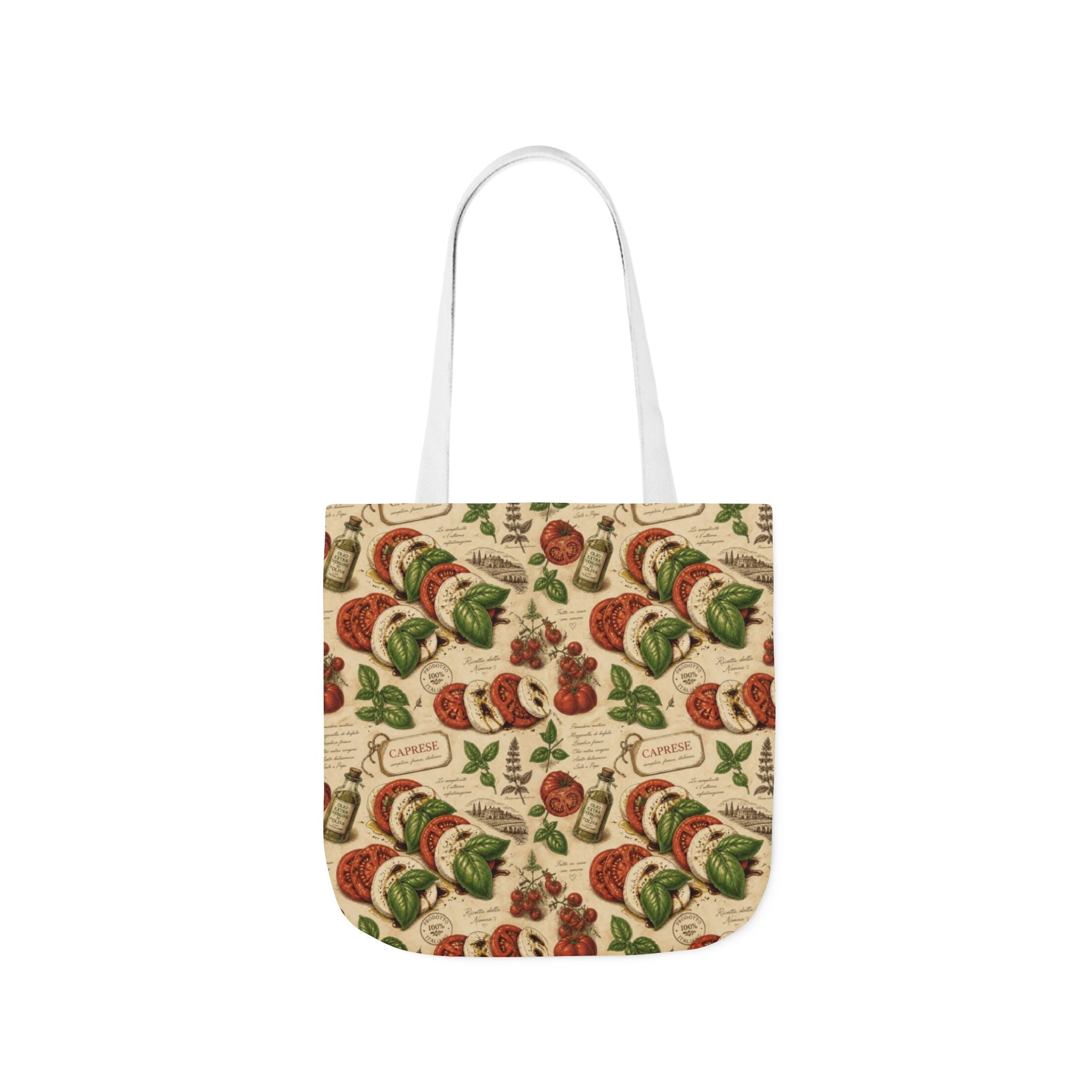 Caprese Arrangement Canvas Tote Bag Mediterranean Kitchen Botanical Design Italian Cottagecore Gift