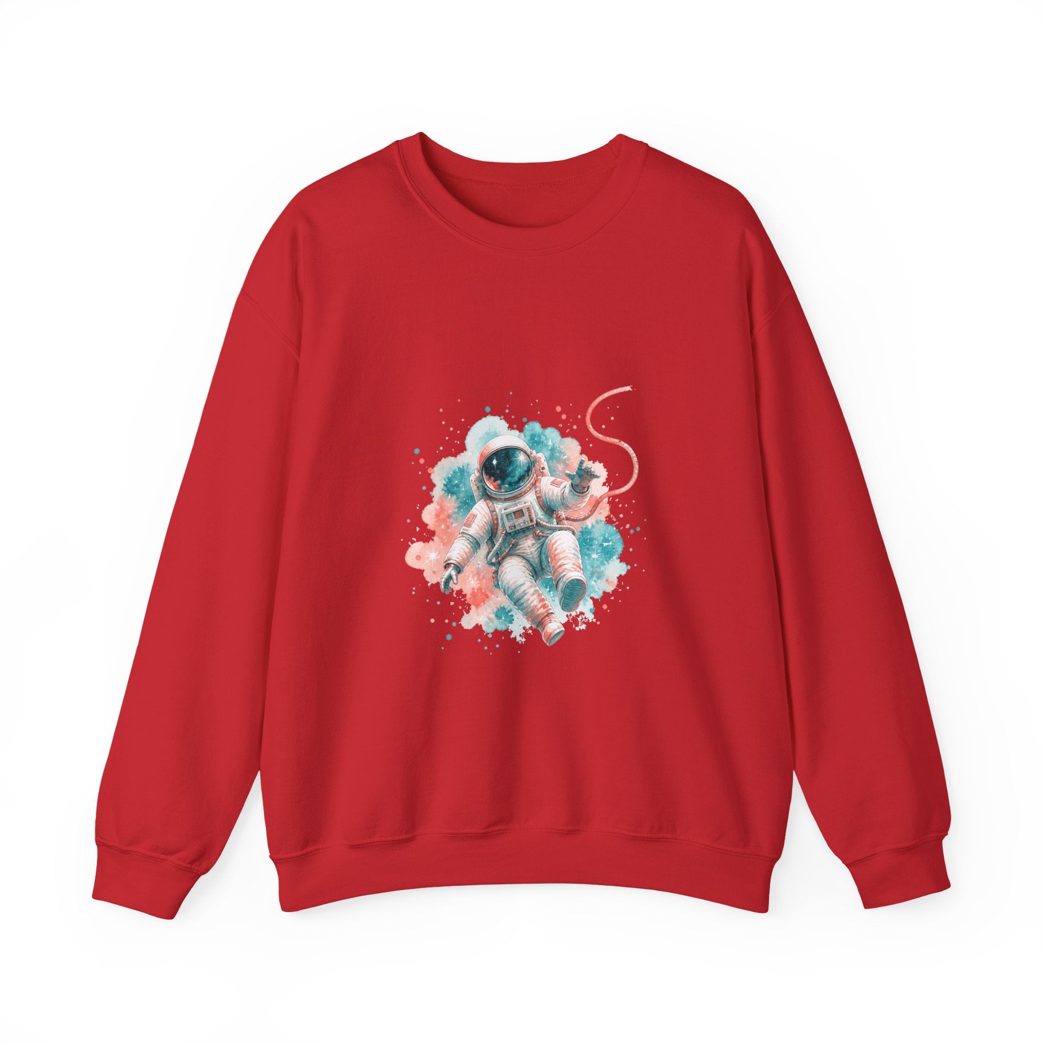 Matching Couple Sweatshirt - Astronaut & Planet Matching Couple Premium Fleece Sweatshirt Watercolor Art His Hers Birthday Gift - Design A