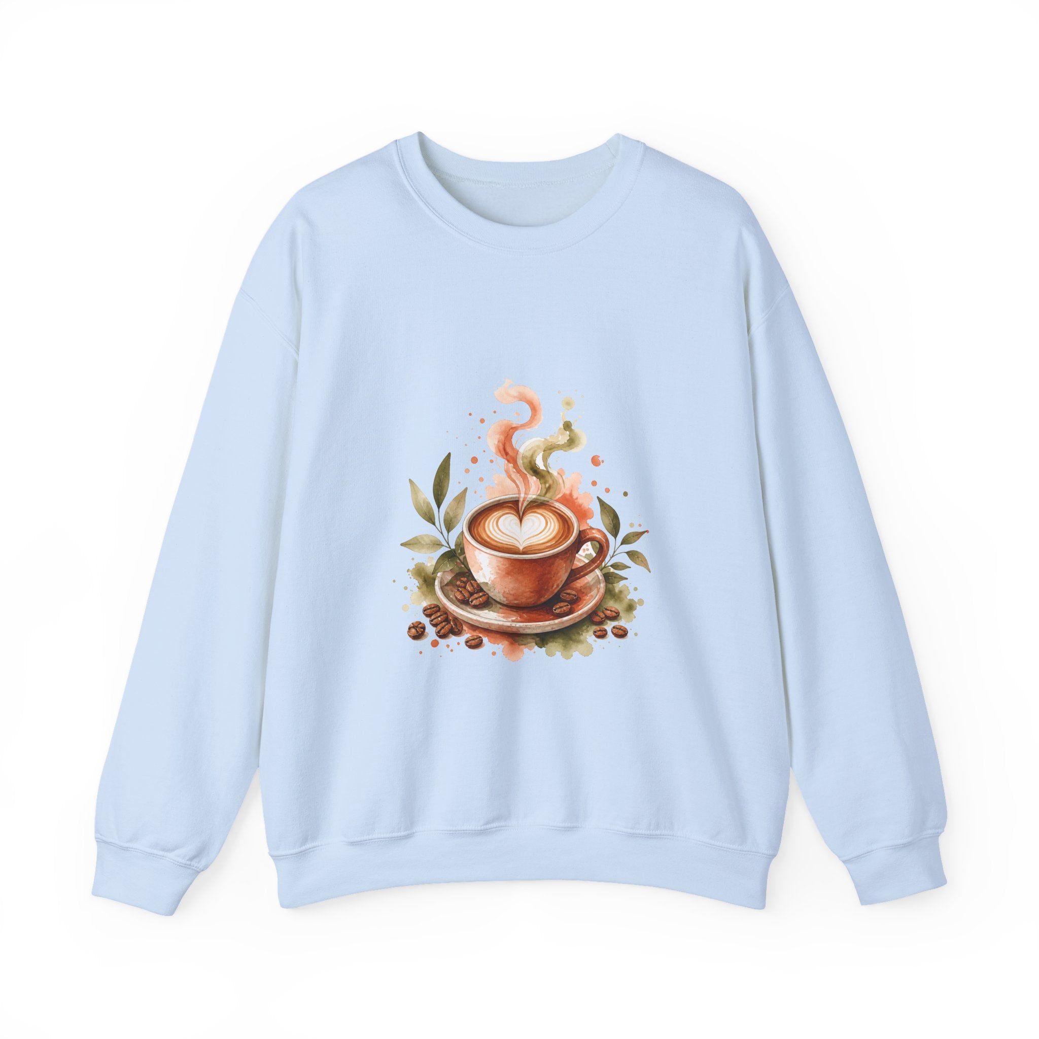 Matching Couple Sweatshirt - Coffee & Tea Matching Couple Crewneck Sweatshirt Watercolor Art His Hers Engagement Gift - Design A