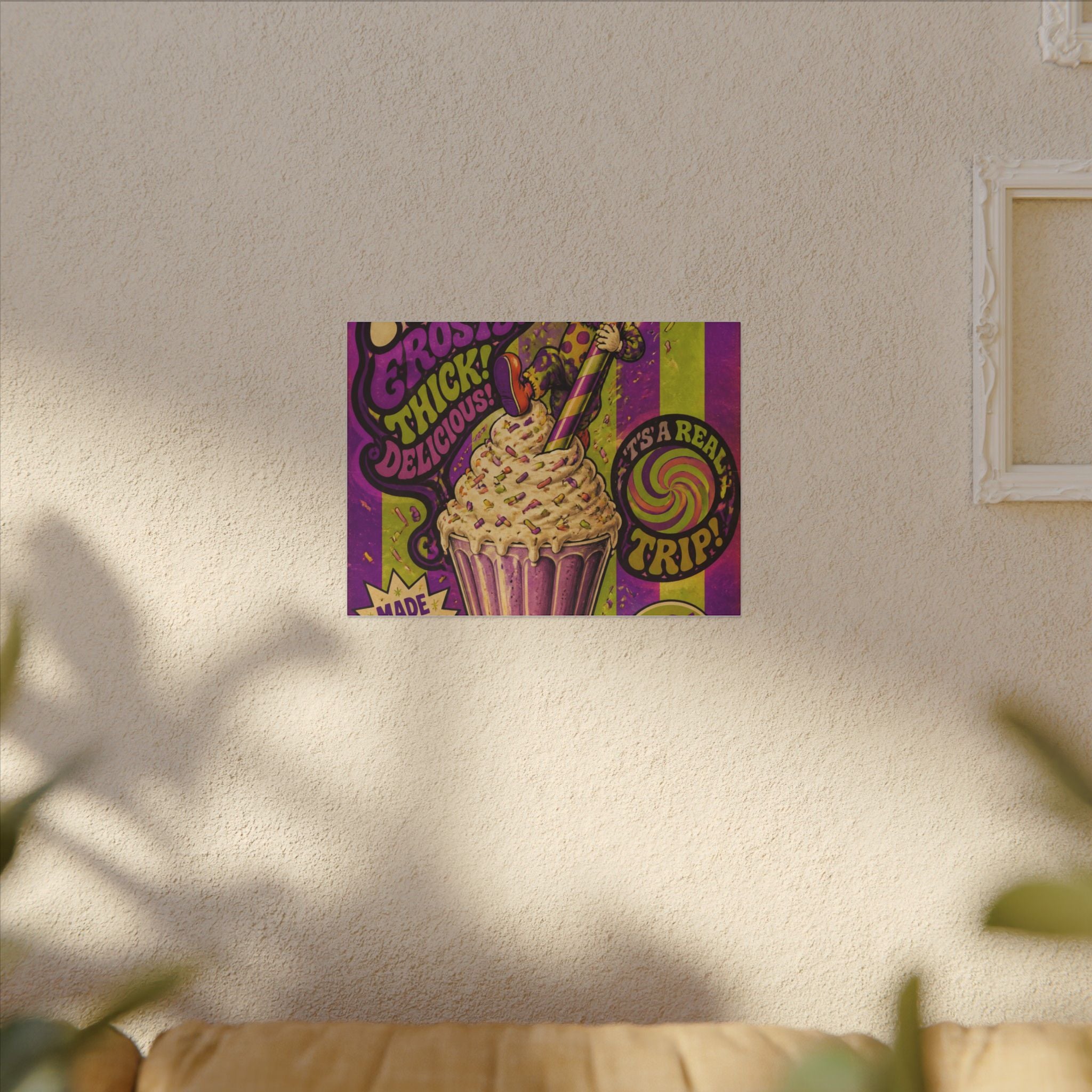 Milkshake Slide Clown Wall Art Canvas 16×20 Psychedelic Cafe Decor Maximalist Print