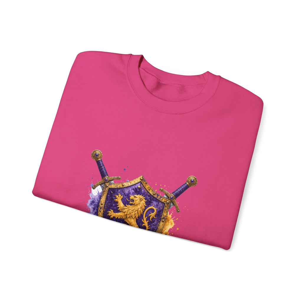 Matching Couple Sweatshirt - Crown & Shield Matching Couple Premium Fleece Sweatshirt Watercolor Art His Hers Birthday Gift - Design B