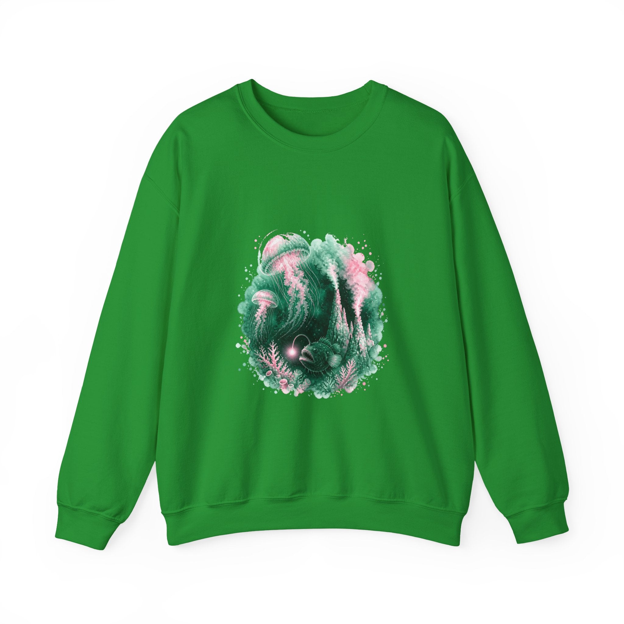 Matching Couple Sweatshirt - Coral Reef & Deep Sea Matching Couple Crewneck Sweatshirt Watercolor Art His Hers Engagement Gift - Design B
