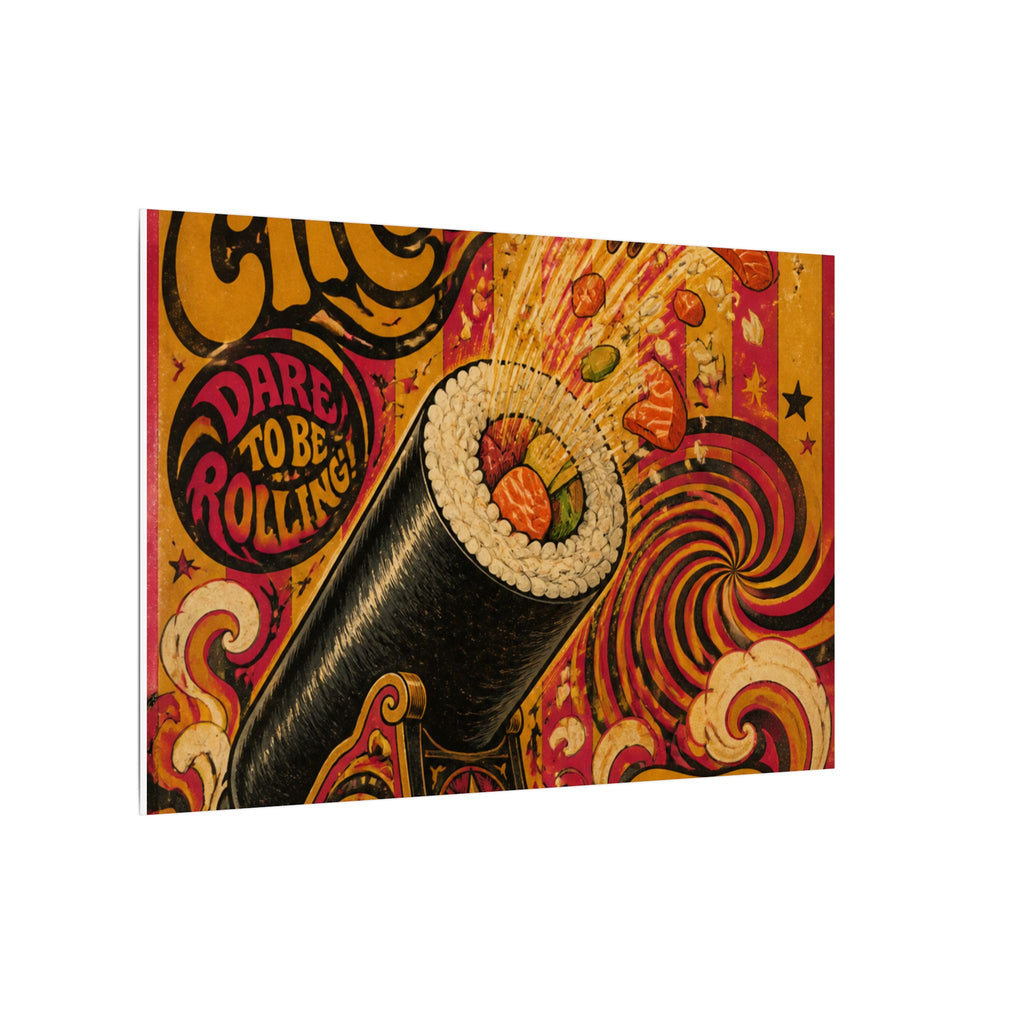 Sushi Roll Cannon Wall Art Canvas 24×36 Psychedelic Dining Room Decor Maximalist Print