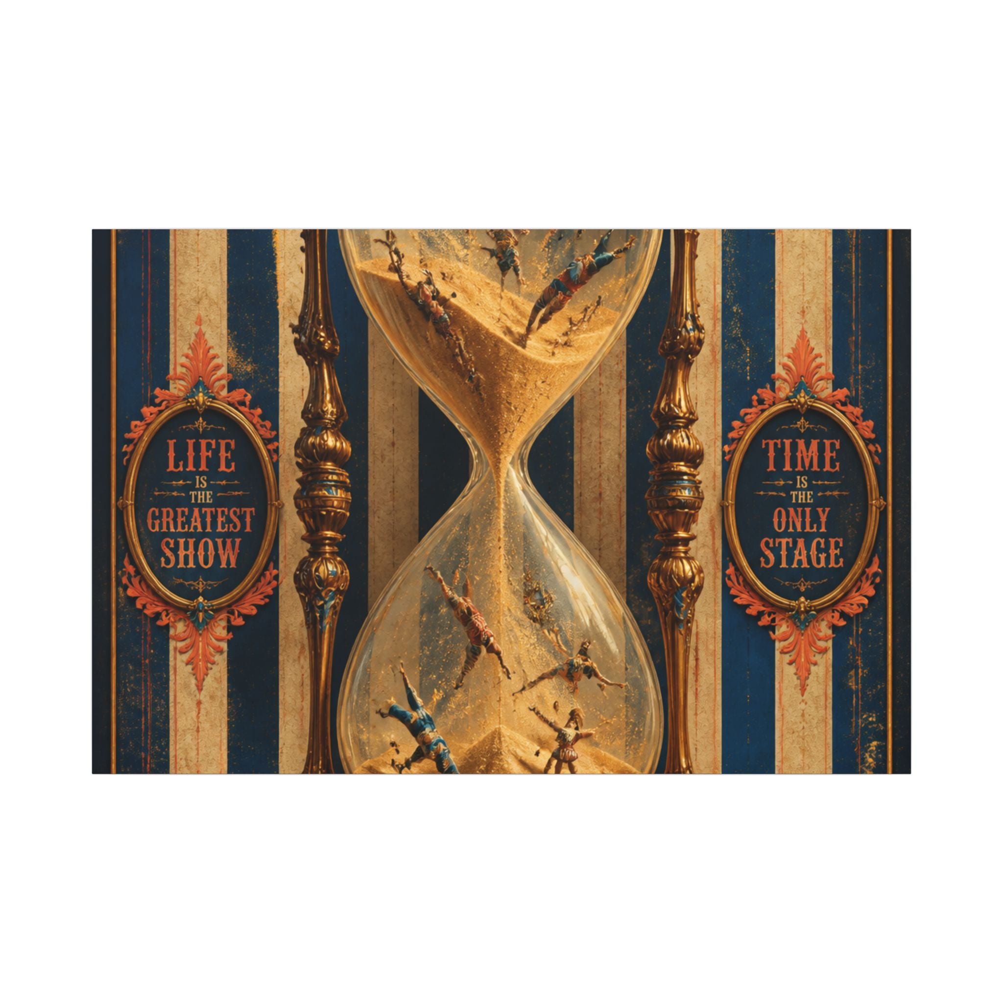 Hourglass Acrobats Wall Art Canvas 24×36 Baroque Studio Decor Maximalist Print