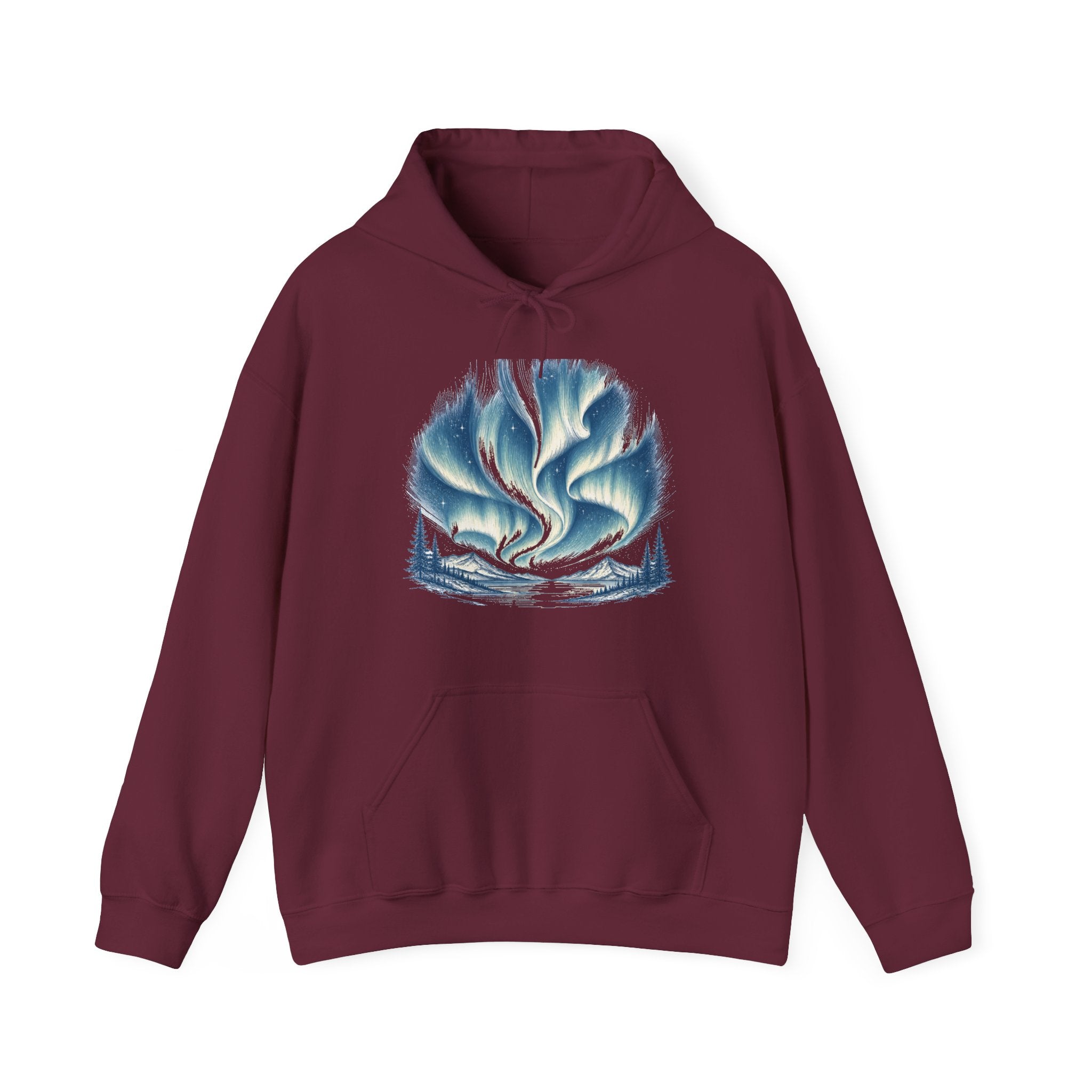 Matching Couple Sweatshirt - Aurora & Southern Cross Matching Couple Hooded Sweatshirt Hand-Drawn Art His Hers Best Friend Gift - Design A