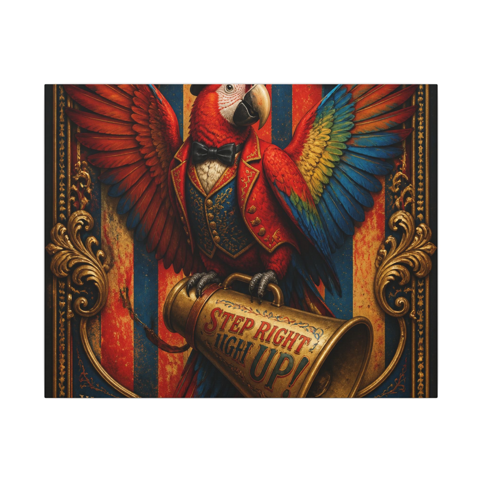 Parrot Ringmaster Wall Art Canvas 16×20 Baroque Home Office Decor Maximalist Print