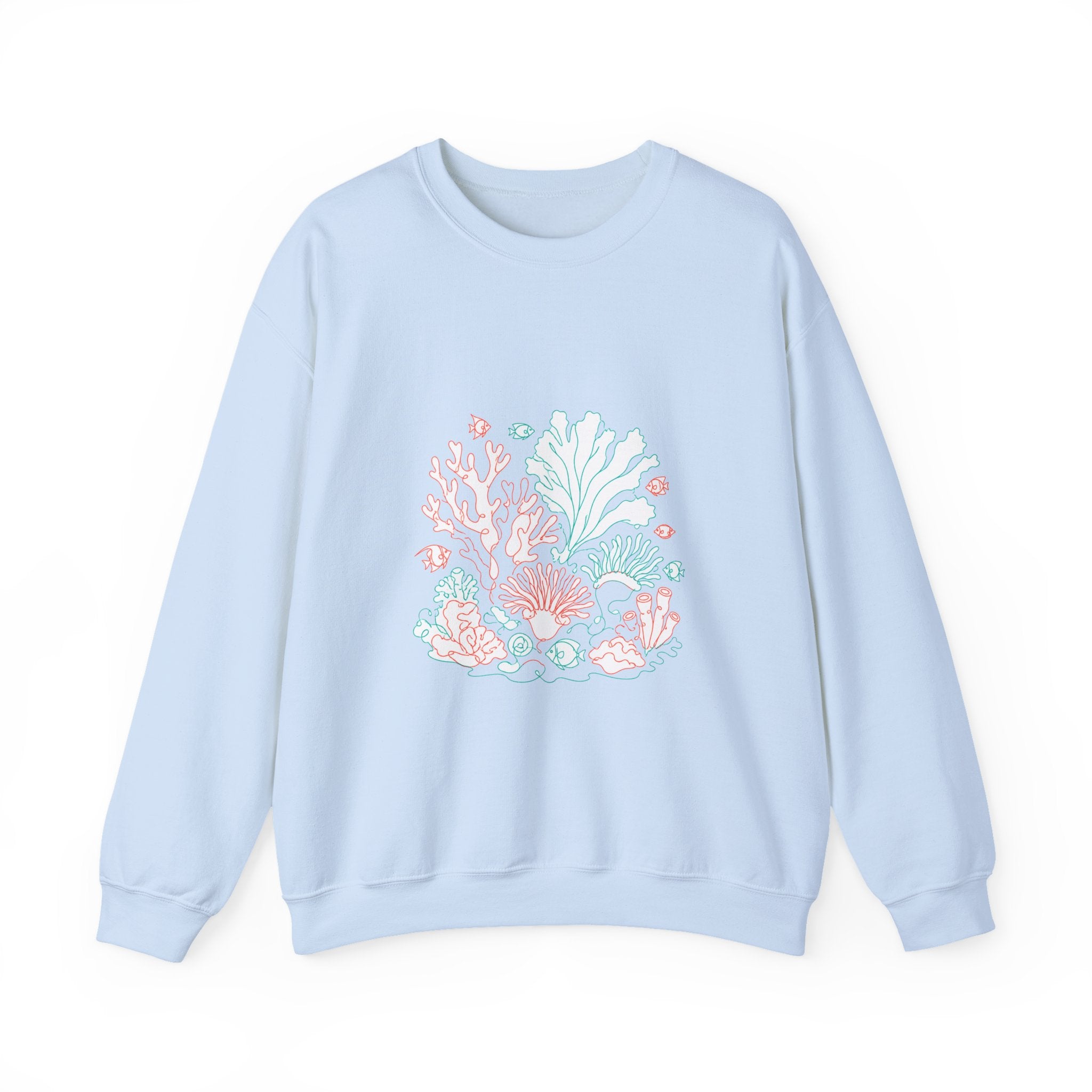 Matching Couple Sweatshirt - Coral Reef & Deep Sea Matching Couple Crewneck Sweatshirt Minimalist Art His Hers Valentine Gift - Design A
