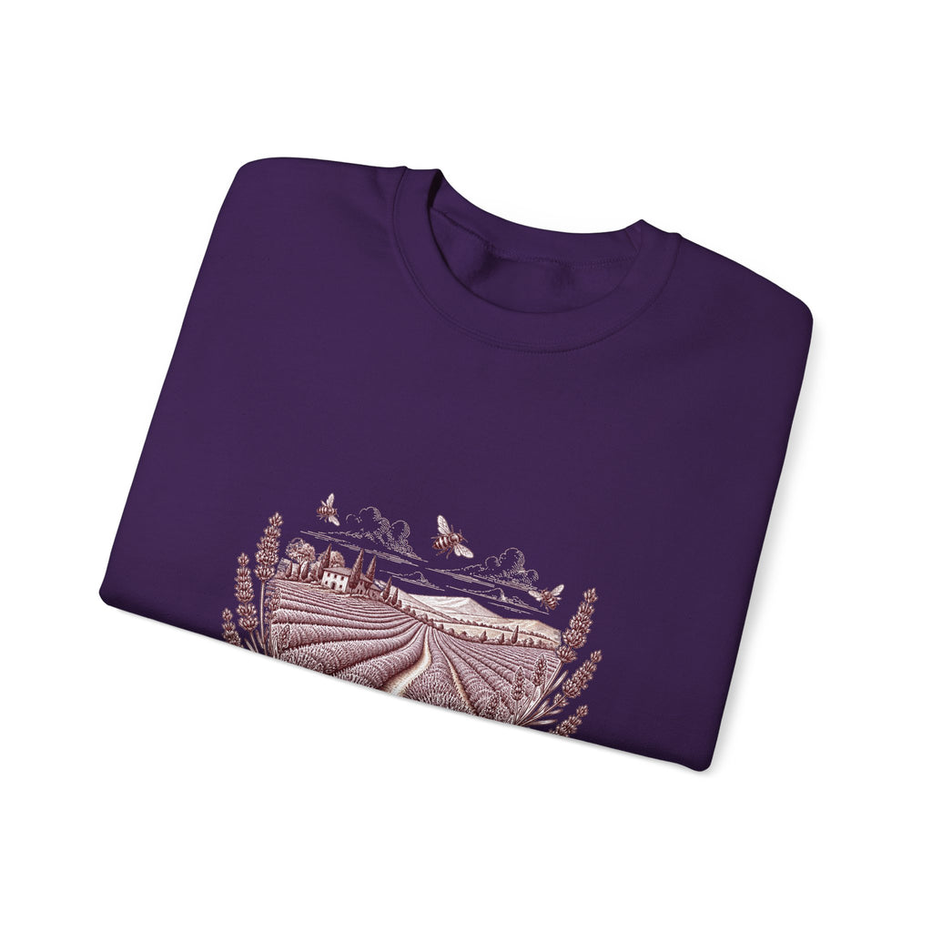 Matching Couple Sweatshirt - Lavender Fields & Canyon Matching Couple Crewneck Sweatshirt Vintage Art His Hers Wedding Gift - Design A