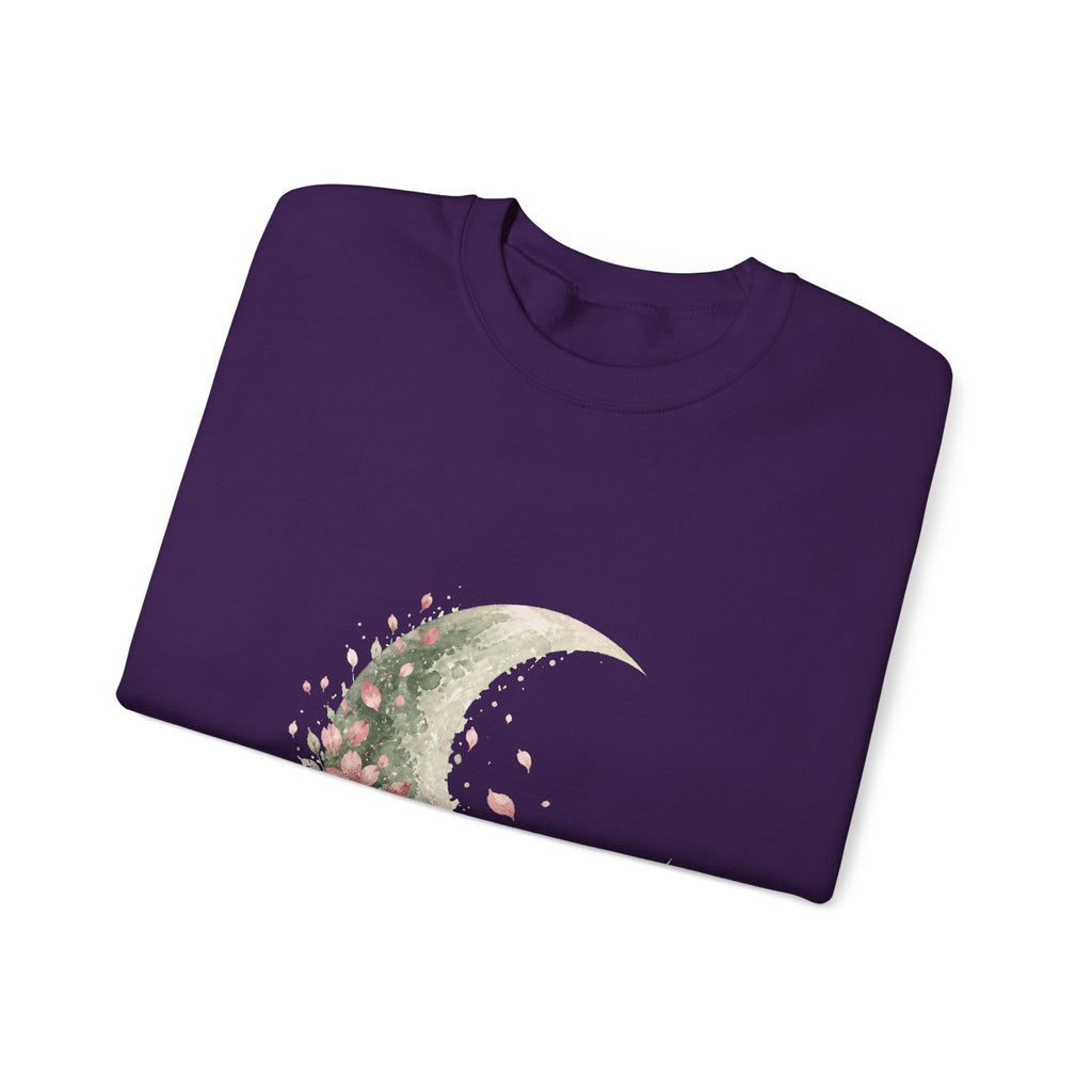 Matching Couple Sweatshirt - Waxing & Waning Moon Matching Couple Crewneck Sweatshirt Watercolor Art His Hers Engagement Gift - Design B