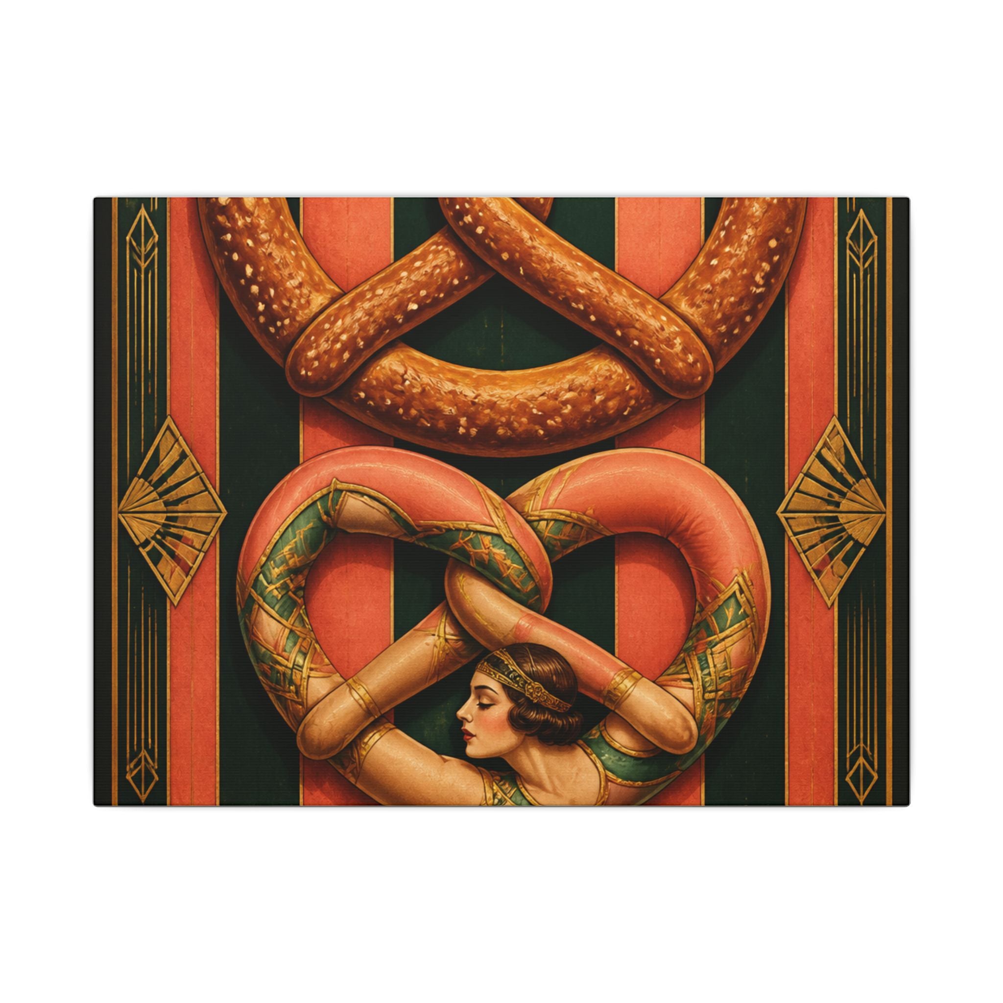 Pretzel Contortionist Wall Art Canvas 24×36 Art Deco Bar Area Decor Maximalist Print