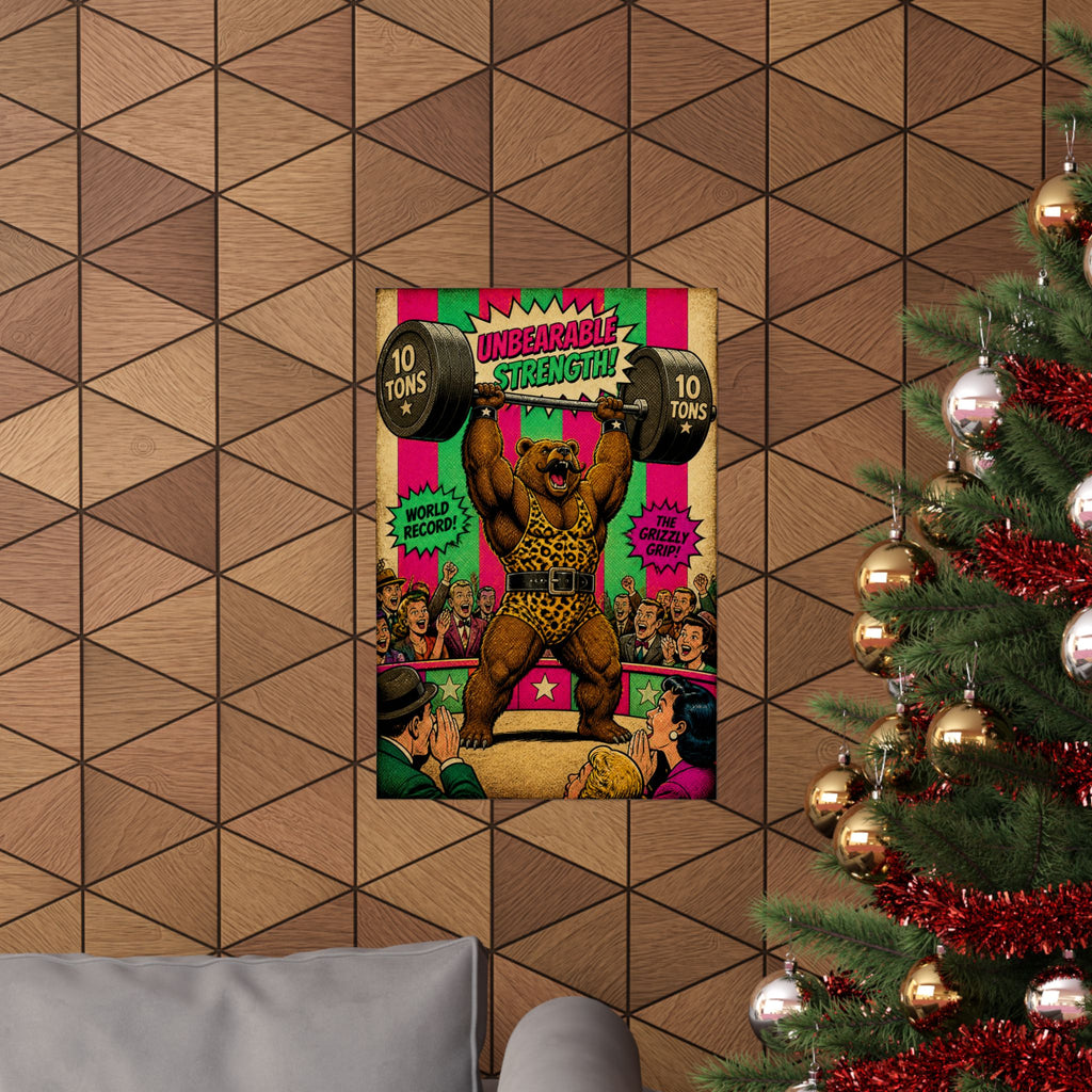 Strongman Bear Wall Art Poster 18×24 Pop Art Living Room Decor Maximalist Print