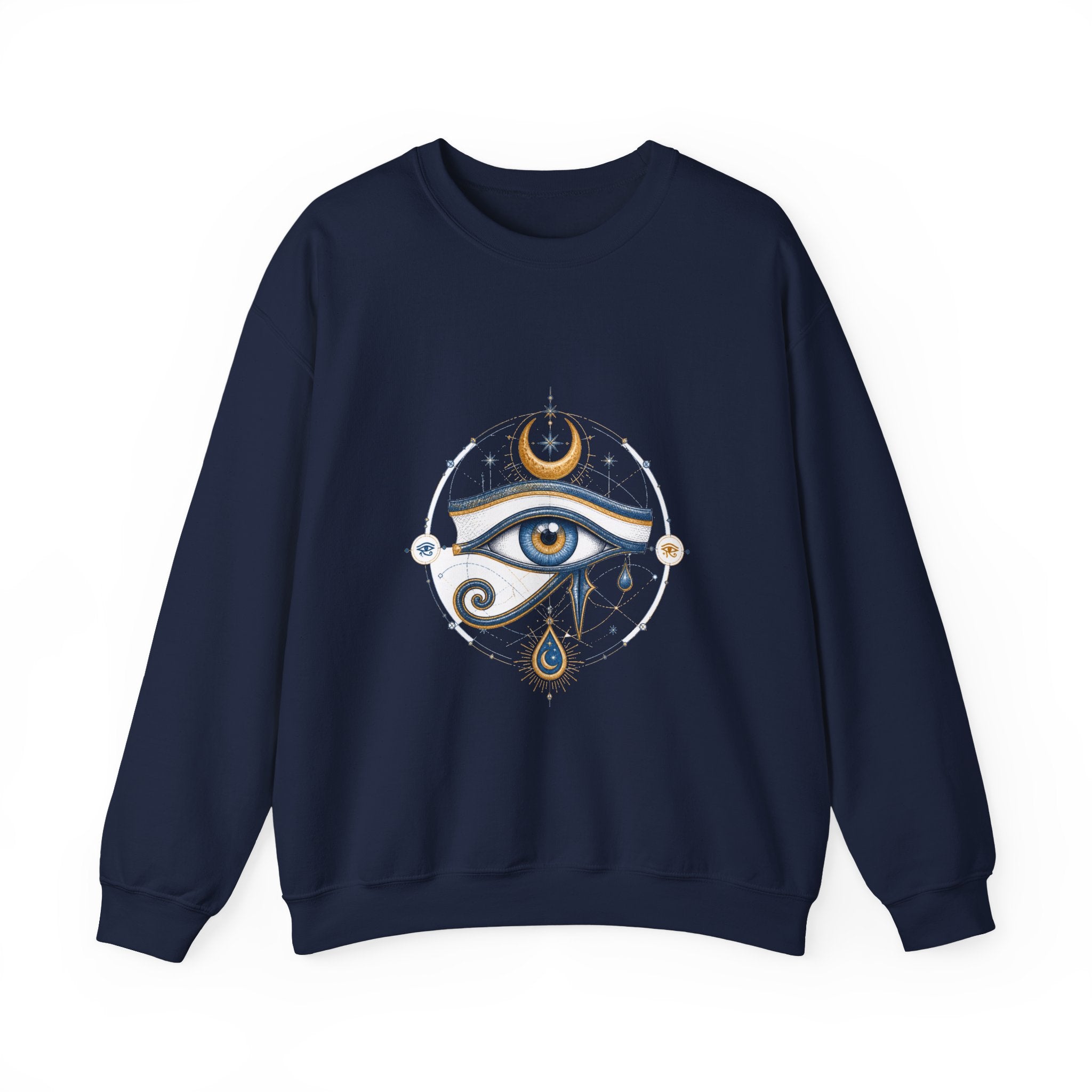 Matching Couple Sweatshirt - Eye of Ra & Horus Matching Couple Premium Fleece Sweatshirt Hand-Drawn Art His Hers Anniversary Gift - Design B