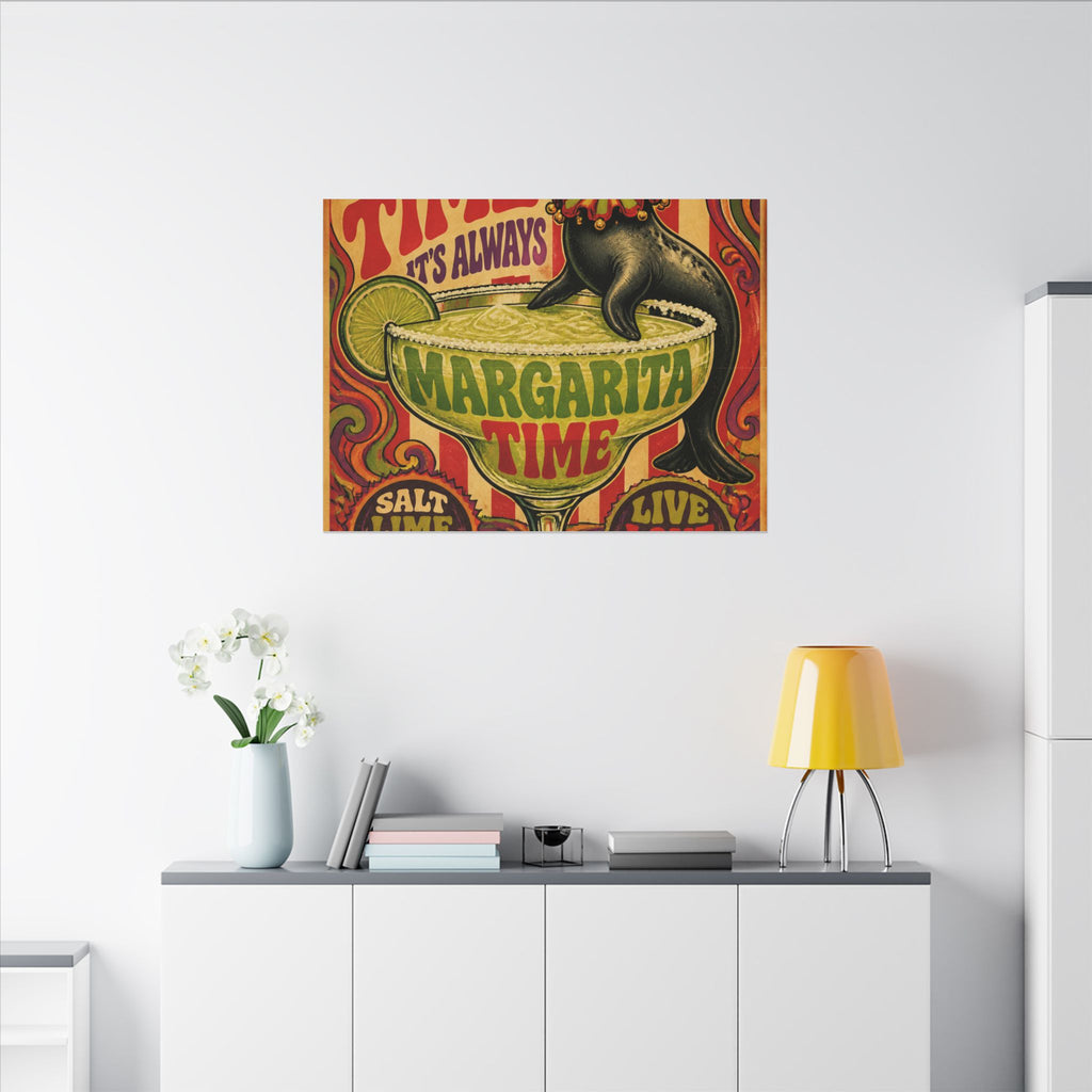 Margarita Balancing Seal Wall Art Canvas 24×36 Psychedelic Dining Room Decor Maximalist Print