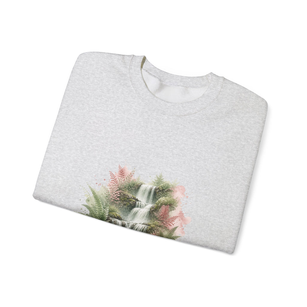 Matching Couple Sweatshirt - Wildfire & Waterfall Matching Couple Premium Fleece Sweatshirt Watercolor Art His Hers Birthday Gift - Design B