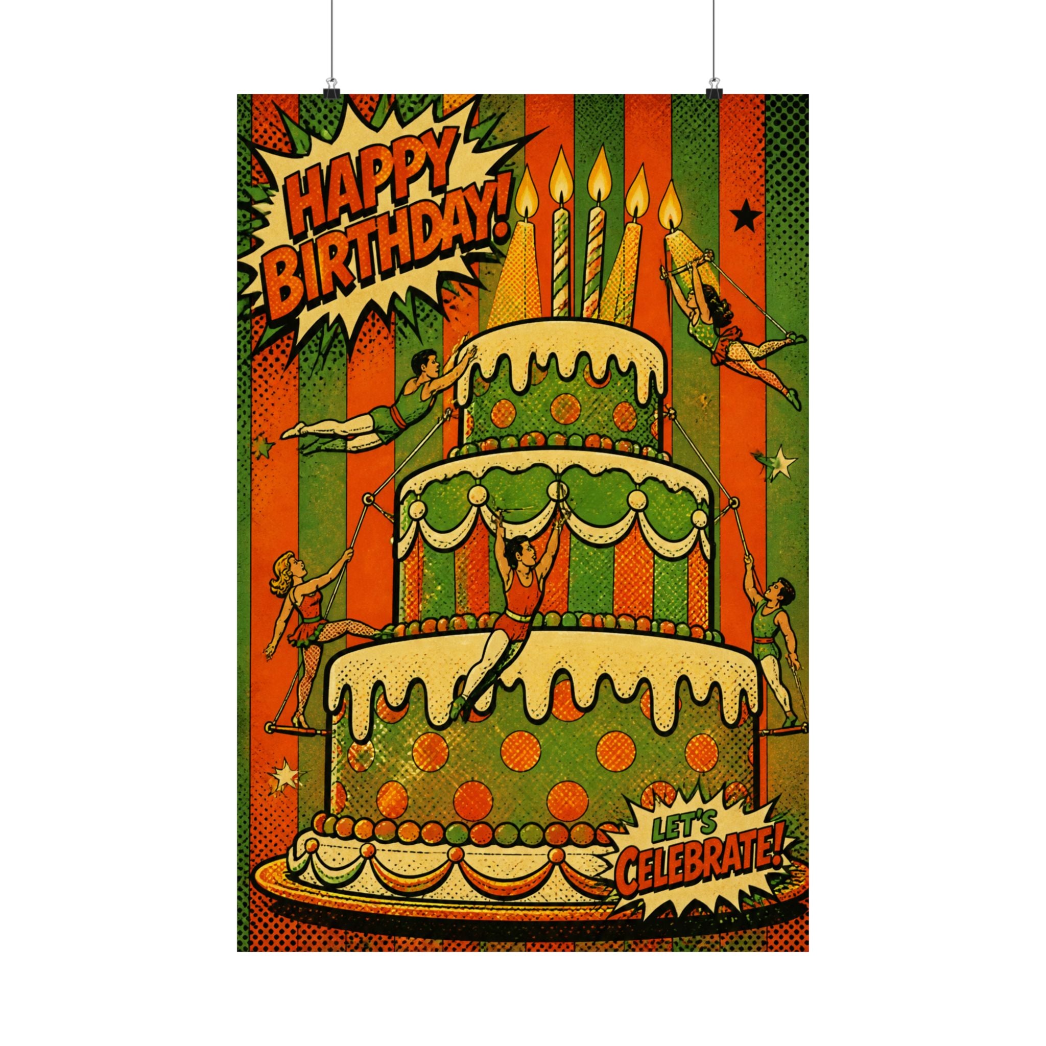 Birthday Cake Trapeze Wall Art Poster 24×36 Pop Art Restaurant Decor Maximalist Print