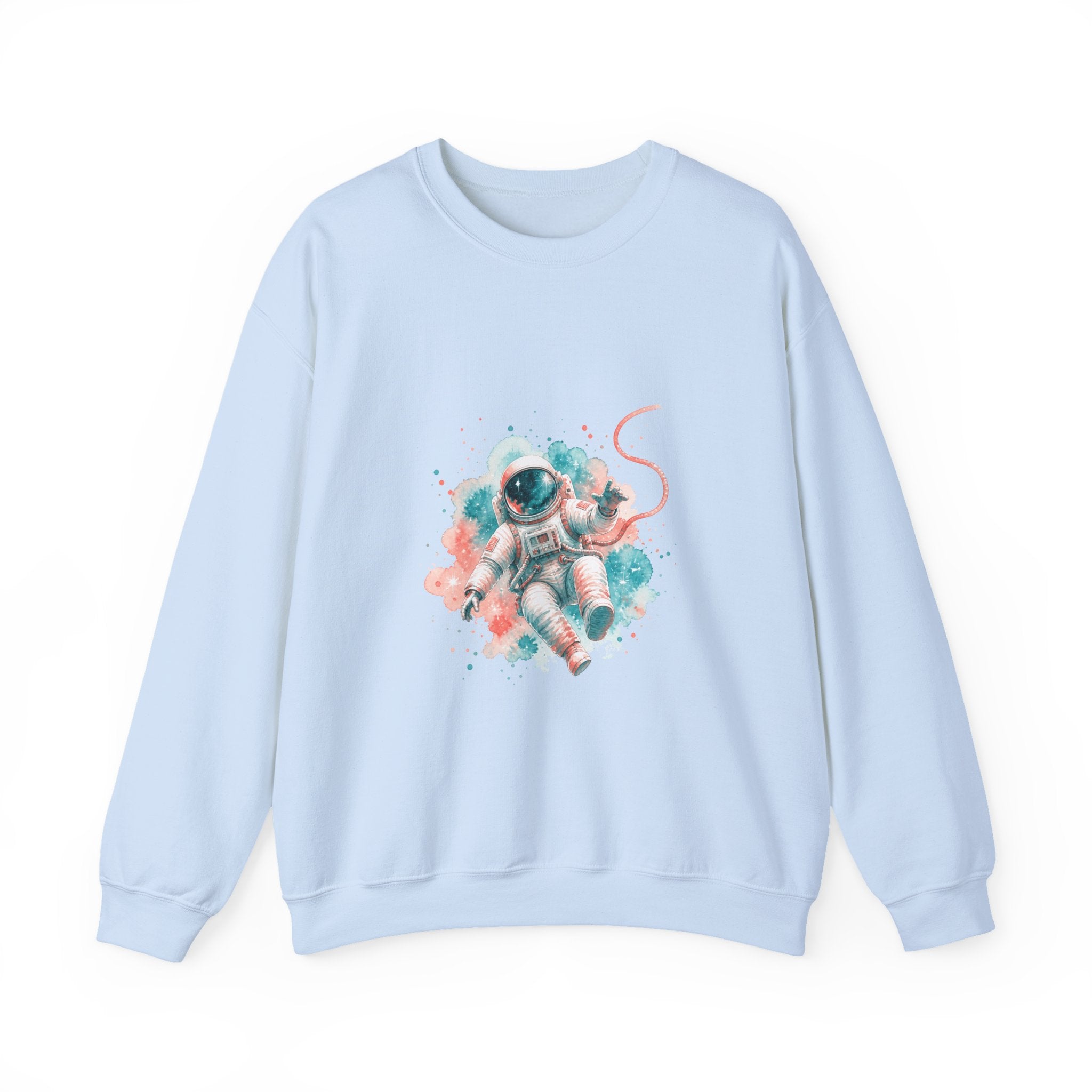 Matching Couple Sweatshirt - Astronaut & Planet Matching Couple Premium Fleece Sweatshirt Watercolor Art His Hers Birthday Gift - Design A