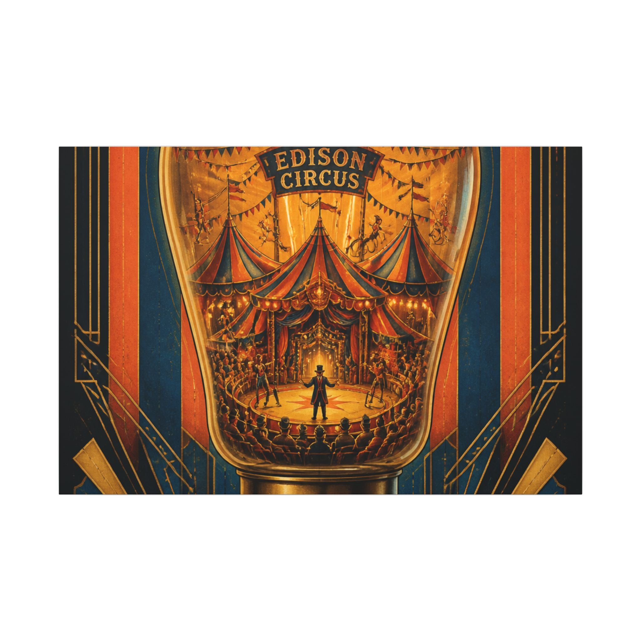 Light Bulb Circus Wall Art Canvas 16×20 Art Deco Entryway Decor Maximalist Print