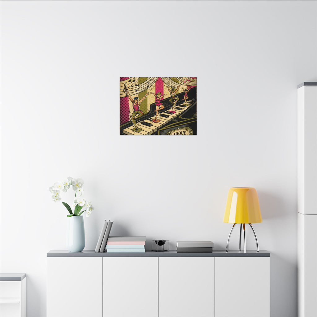 Grand Piano Acrobats Wall Art Canvas 16×20 Pop Art Living Room Decor Maximalist Print