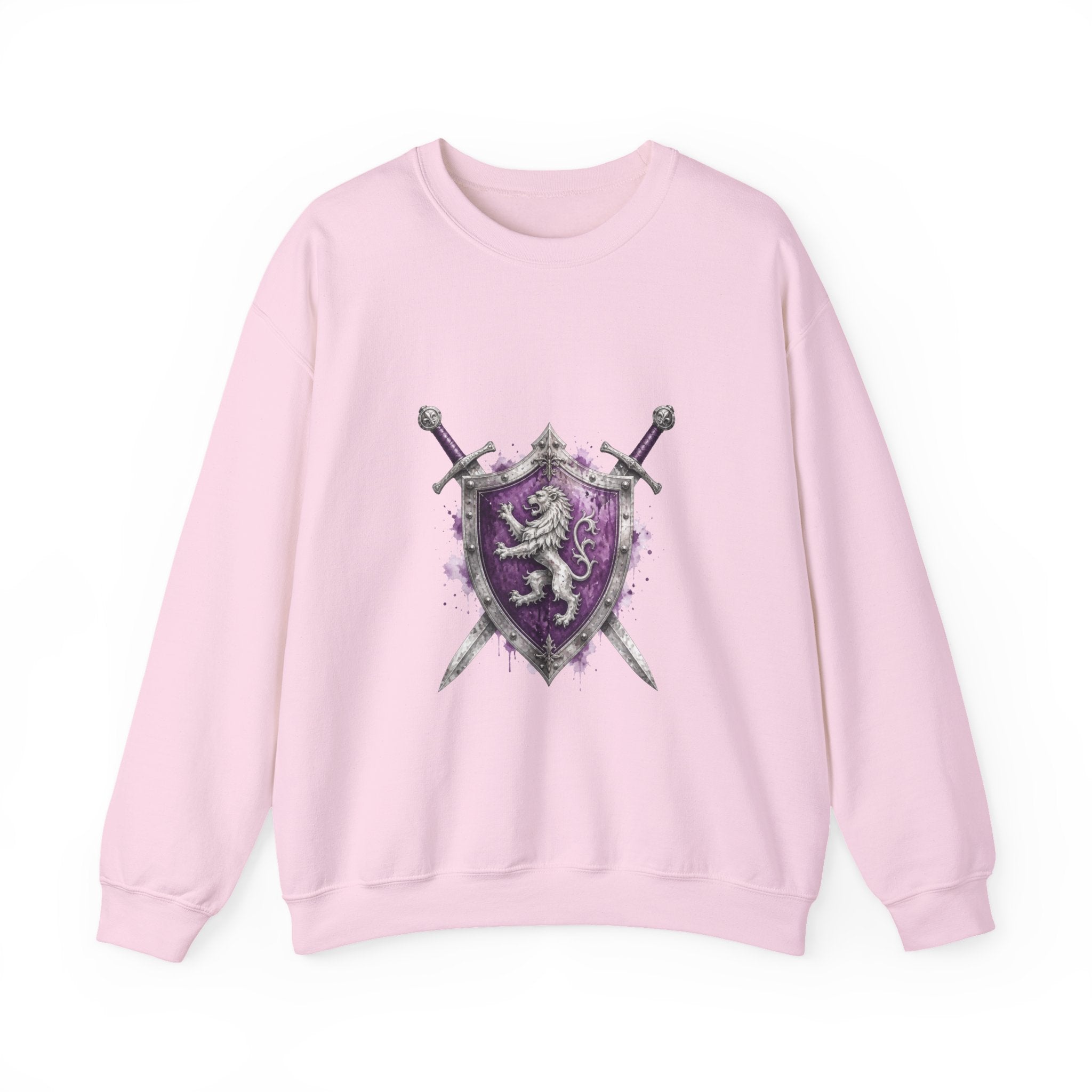 Matching Couple Sweatshirt - Crown & Shield Matching Couple Crewneck Sweatshirt Watercolor Art His Hers Engagement Gift - Design B