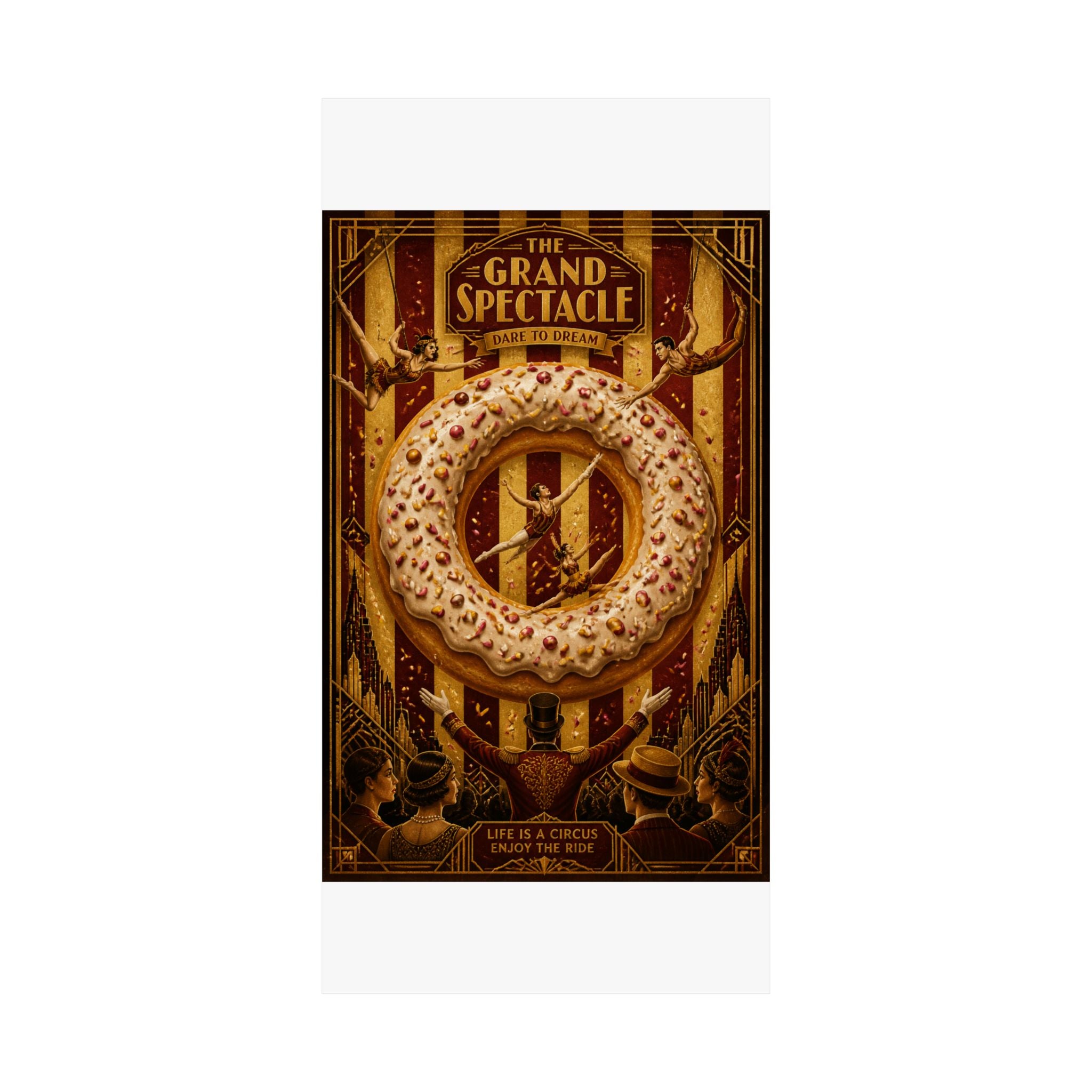 Donut Circus Ring Wall Art Poster 24×36 Art Deco Bar Area Decor Maximalist Print