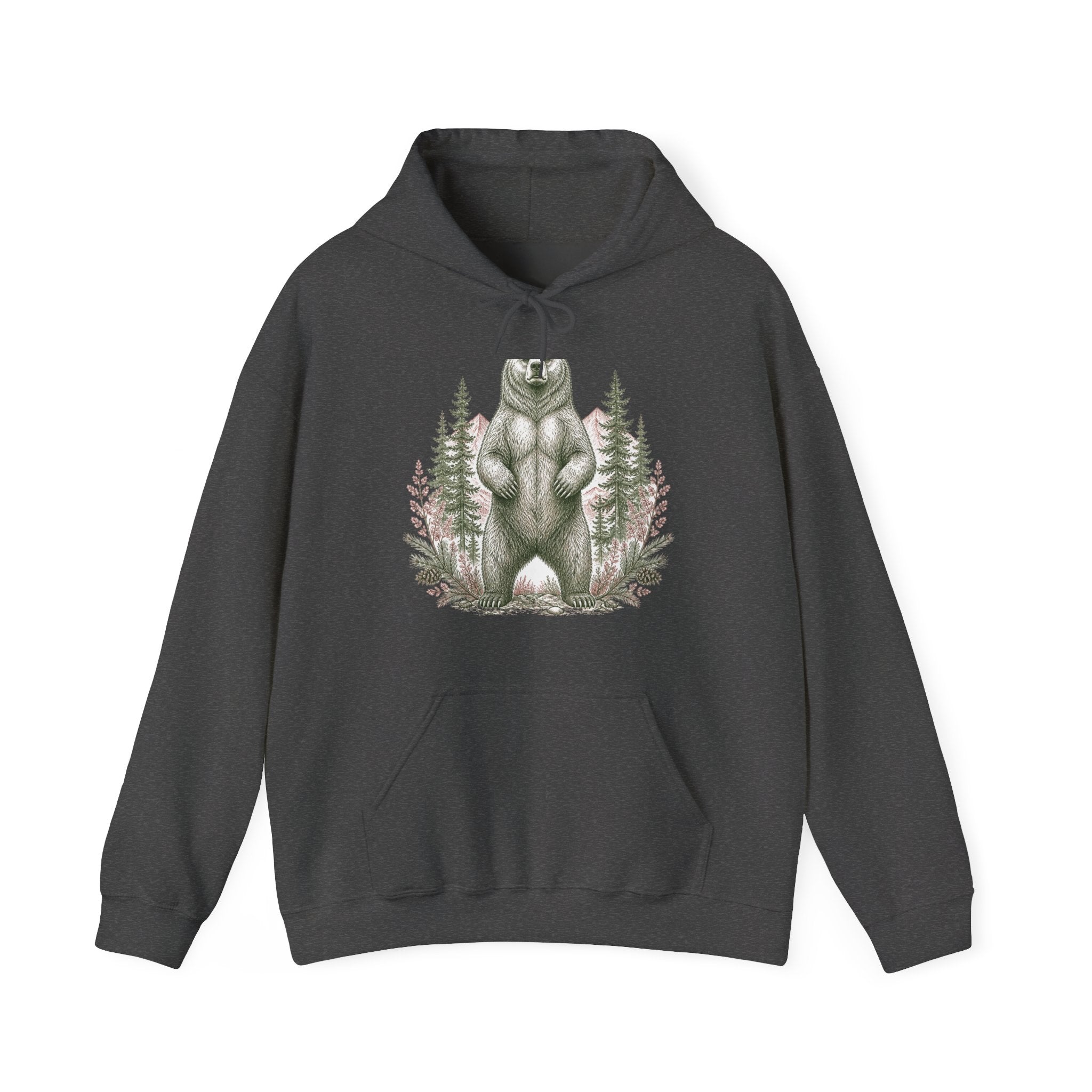 Matching Couple Sweatshirt - Bear & Deer Matching Couple Hooded Sweatshirt Hand-Drawn Art His Hers Best Friend Gift - Design A
