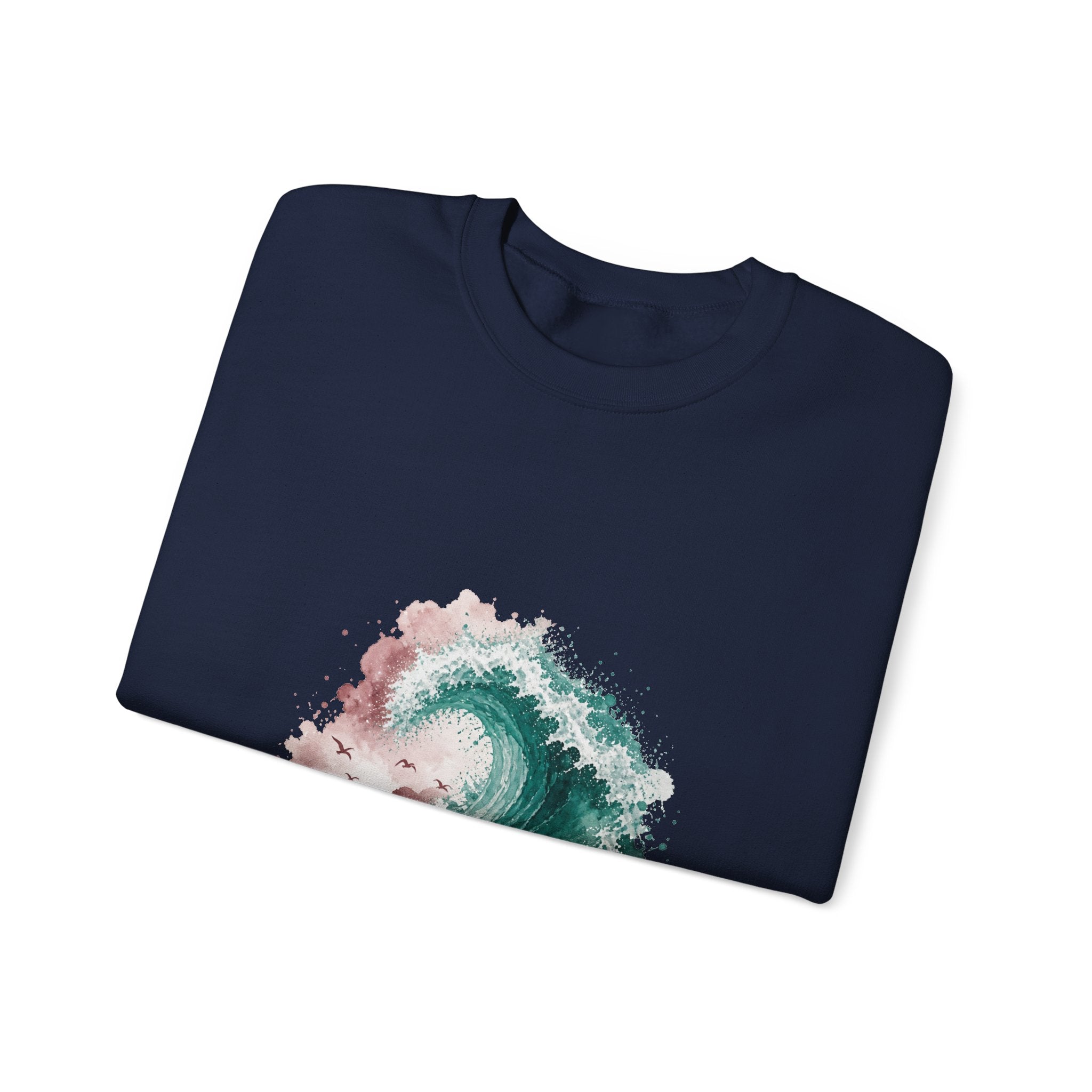 Matching Couple Sweatshirt - Mountain & Ocean Matching Couple Crewneck Sweatshirt Watercolor Art His Hers Engagement Gift - Design B