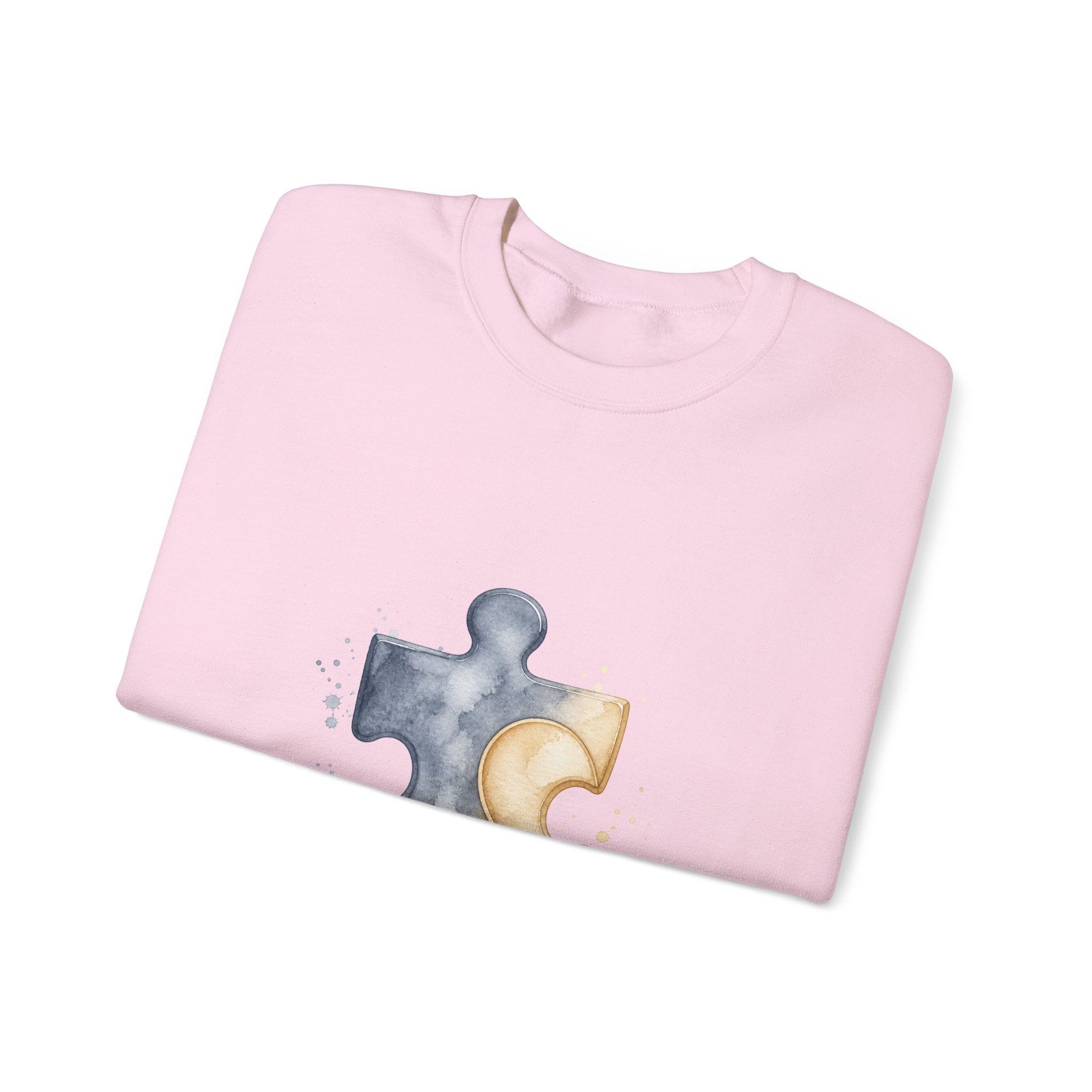 Matching Couple Sweatshirt - Puzzle Pieces Matching Couple Premium Fleece Sweatshirt Watercolor Art His Hers Birthday Gift - Design A