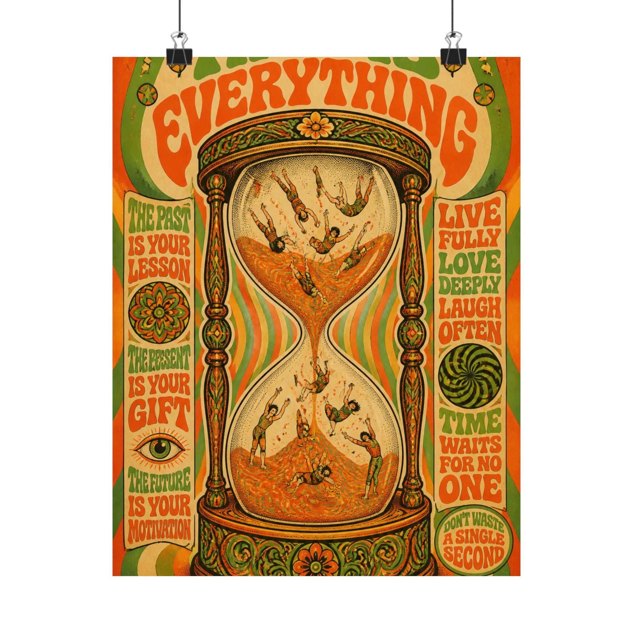 Hourglass Acrobats Wall Art Poster 24×36 Psychedelic Dining Room Decor Maximalist Print