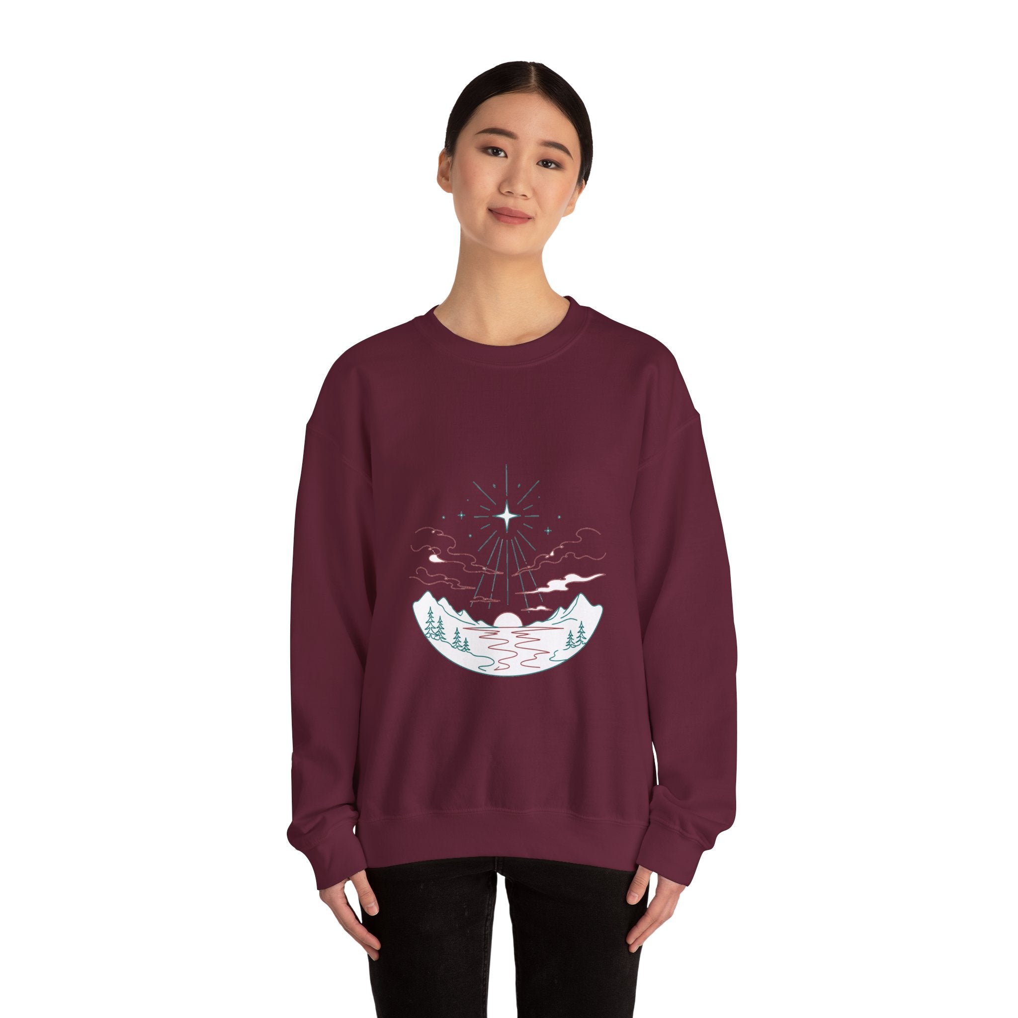 Matching Couple Sweatshirt - Evening & Morning Star Matching Couple Crewneck Sweatshirt Minimalist Art His Hers Valentine Gift - Design A
