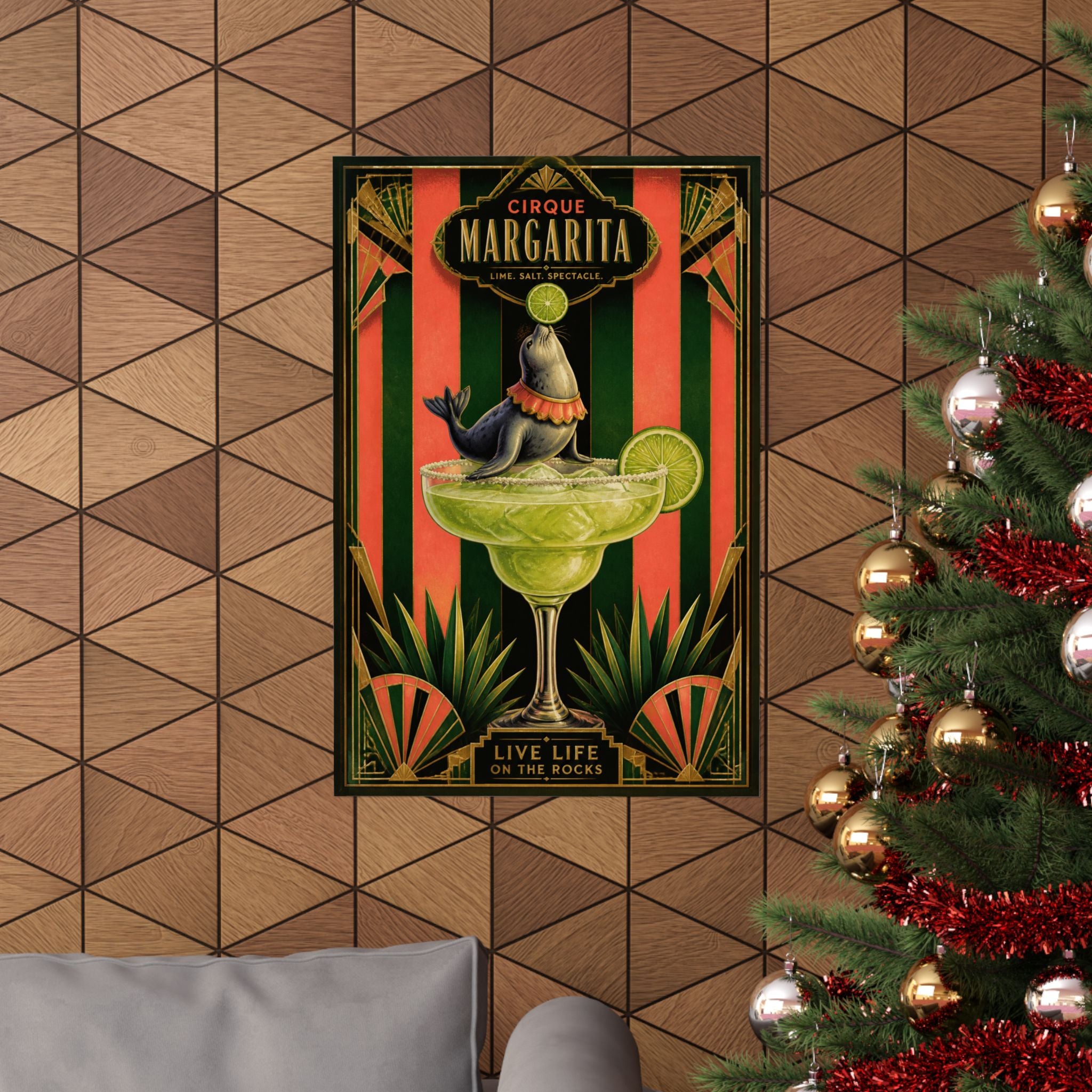 Margarita Balancing Seal Wall Art Poster 18×24 Art Deco Entryway Decor Maximalist Print