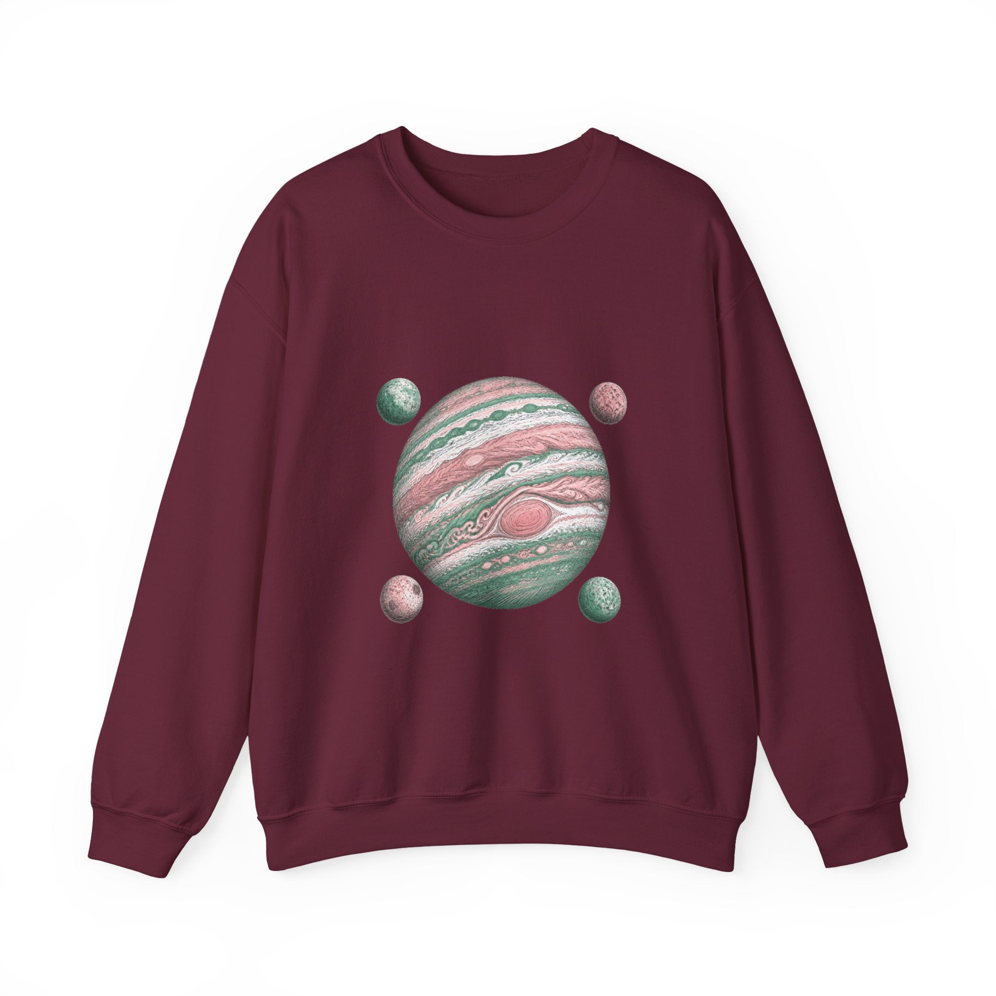 Matching Couple Sweatshirt - Saturn & Jupiter Matching Couple Premium Fleece Sweatshirt Hand-Drawn Art His Hers Anniversary Gift - Design B