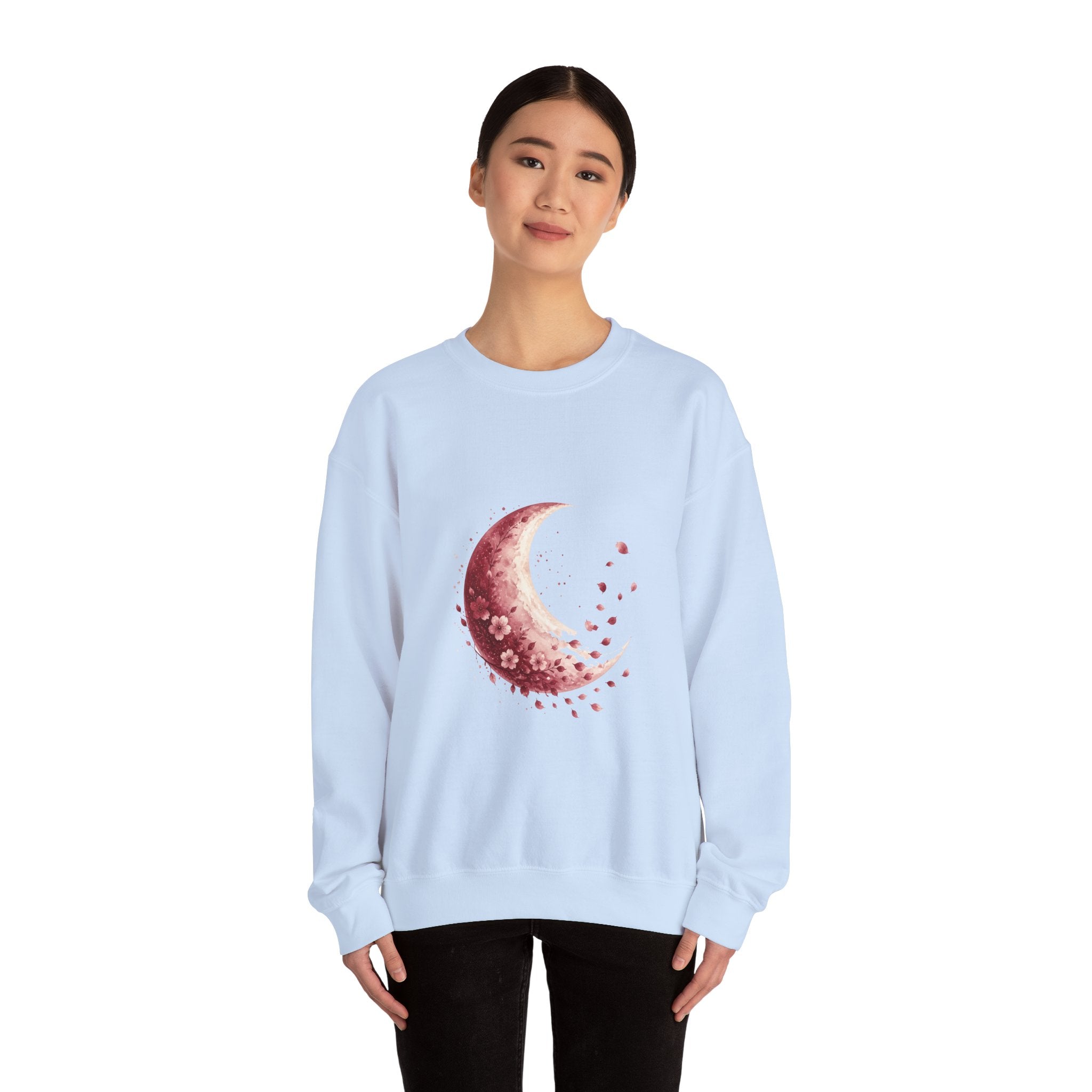 Matching Couple Sweatshirt - Waxing & Waning Moon Matching Couple Premium Fleece Sweatshirt Watercolor Art His Hers Birthday Gift - Design B
