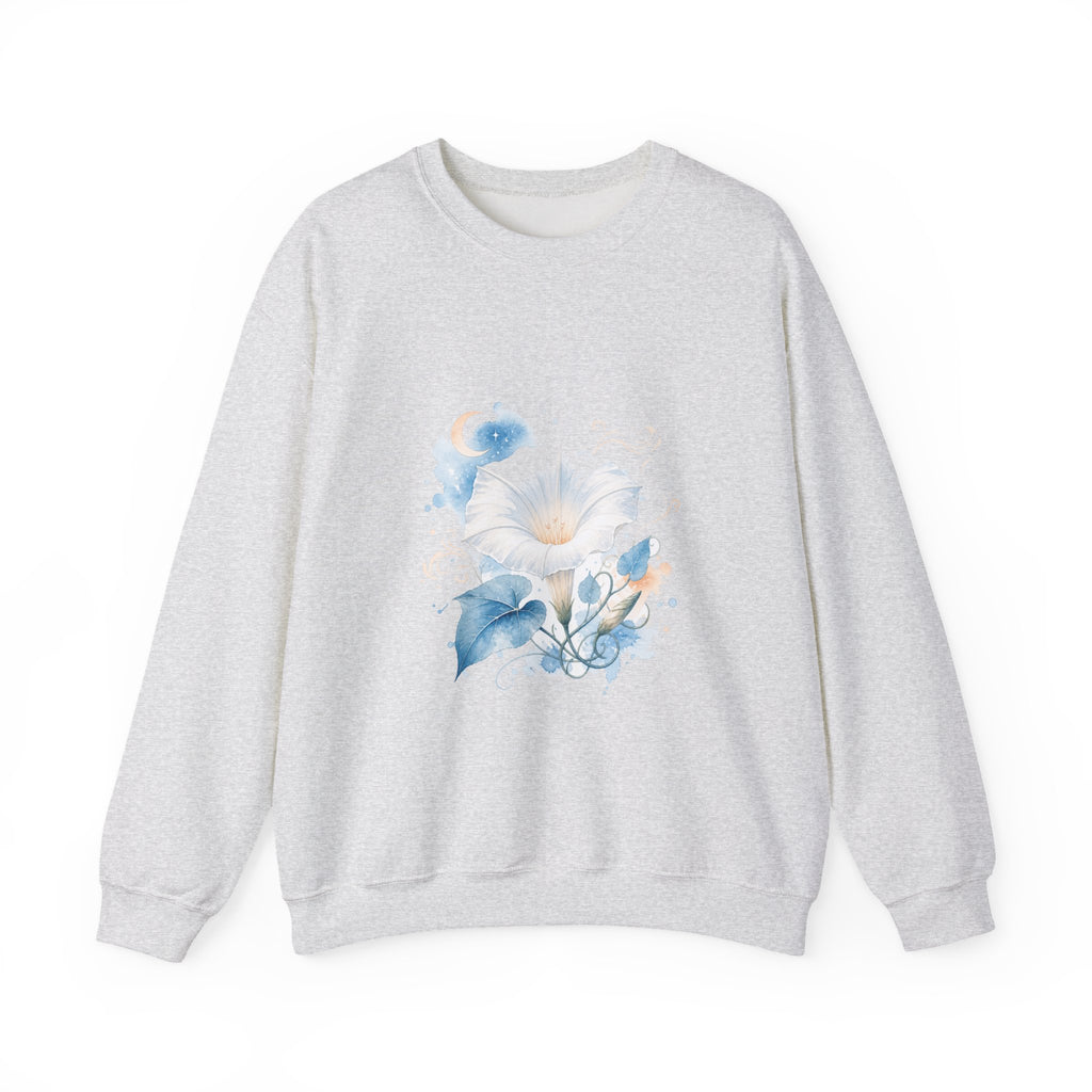 Matching Couple Sweatshirt - Sunflower & Moonflower Matching Couple Crewneck Sweatshirt Watercolor Art His Hers Engagement Gift - Design B