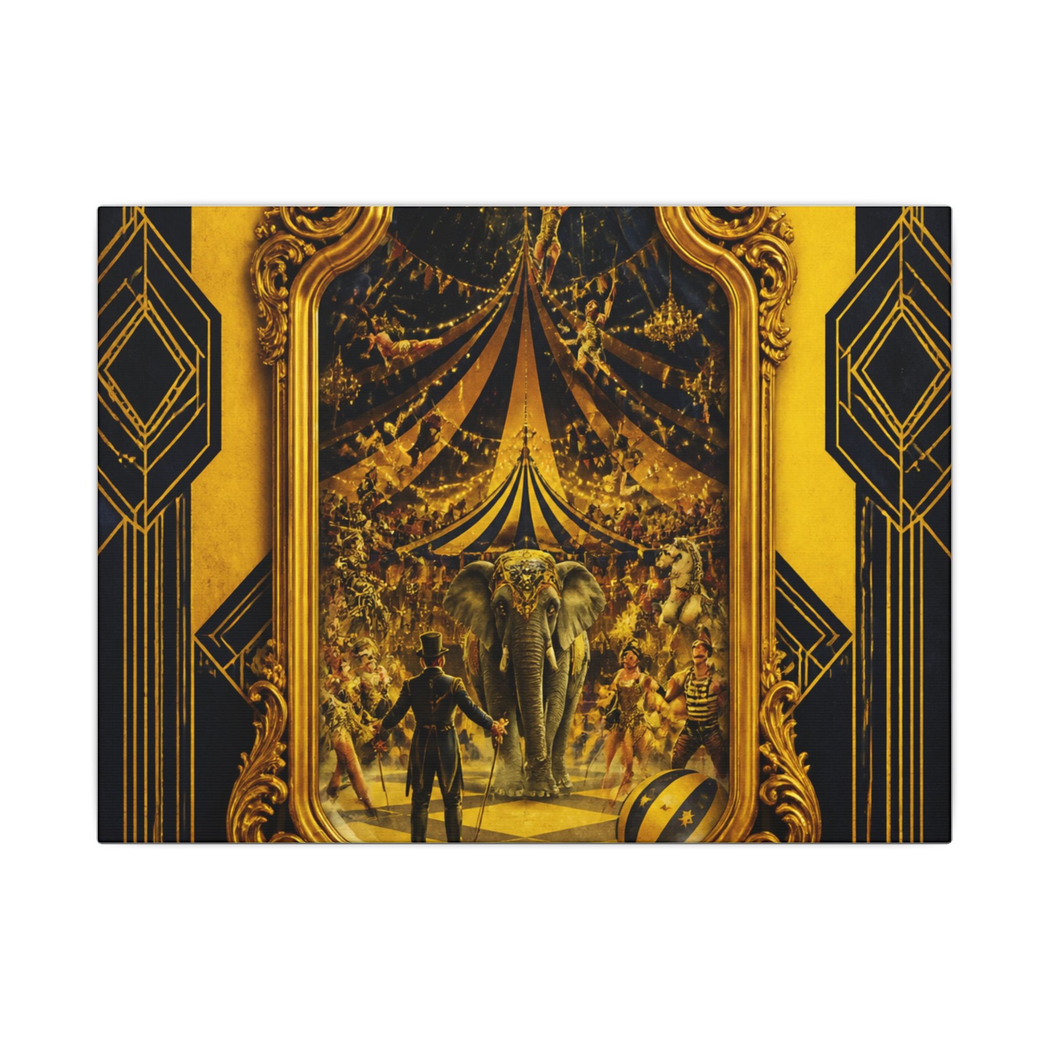 Vintage Mirror Circus Wall Art Canvas 16×20 Art Deco Entryway Decor Maximalist Print