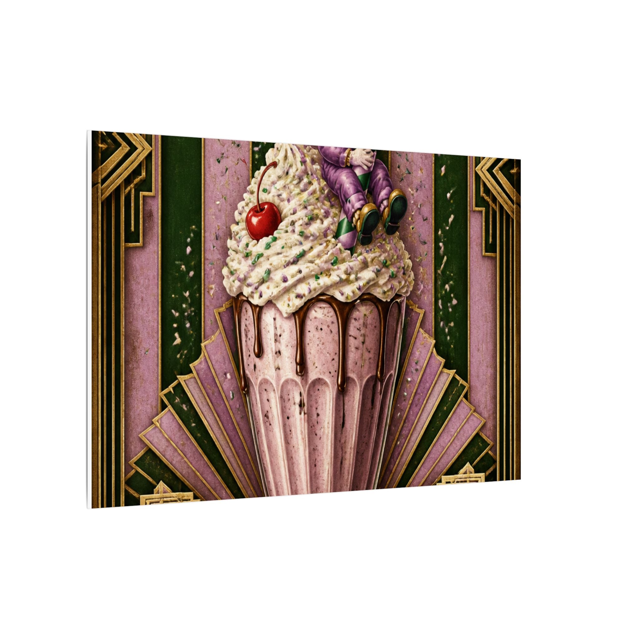 Milkshake Slide Clown Wall Art Canvas 16×20 Art Deco Entryway Decor Maximalist Print