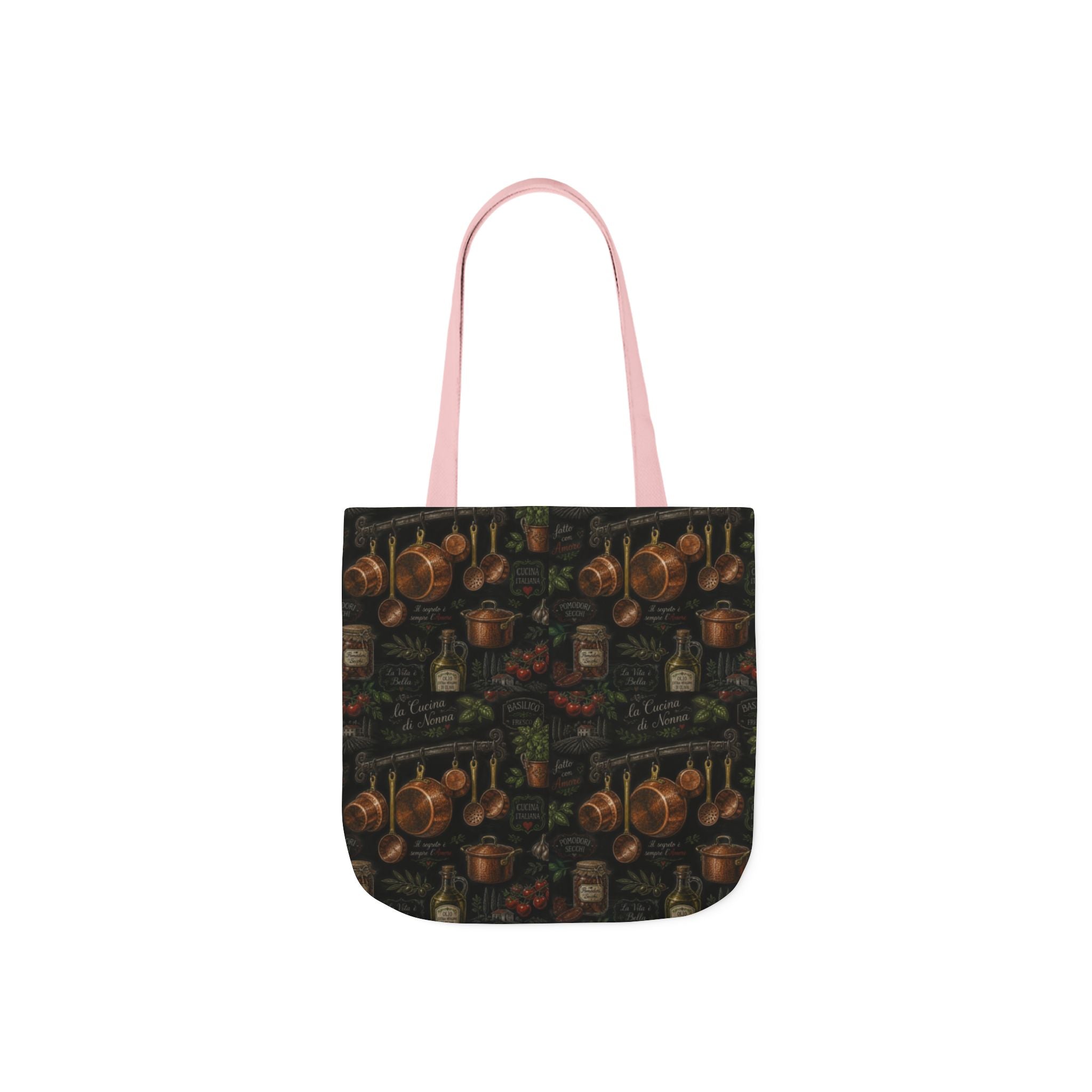 Copper Cookware Canvas Tote Bag Mediterranean Kitchen Chalk Art Design Italian Cottagecore Gift