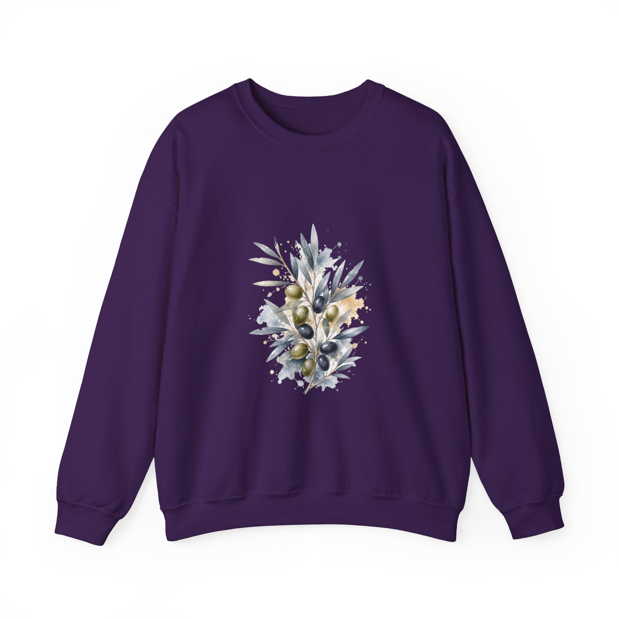 Matching Couple Sweatshirt - Olive Branch & Fig Matching Couple Crewneck Sweatshirt Watercolor Art His Hers Engagement Gift - Design A